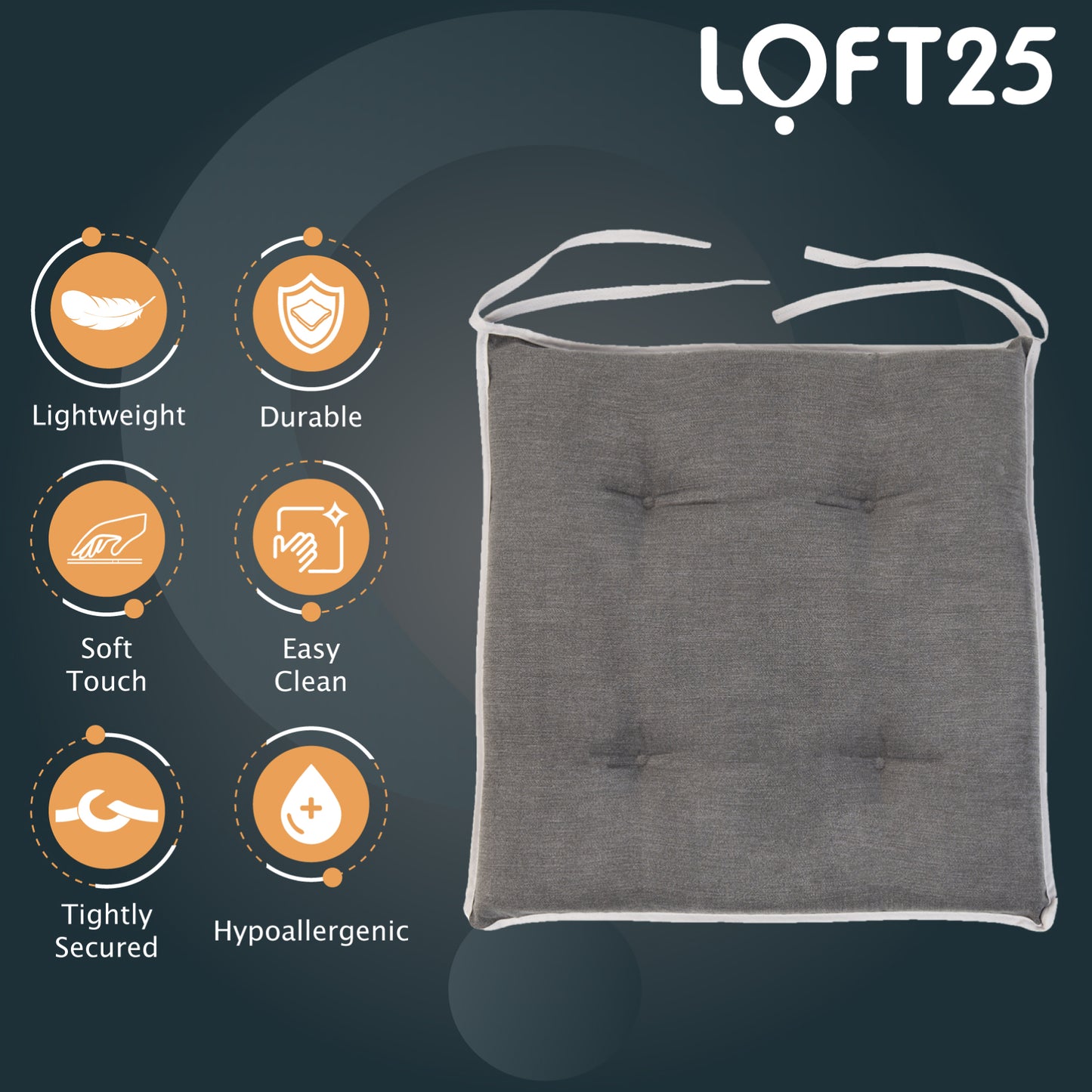 Loft 25 Slip-Free Tufted Foam Chair Seat Pad