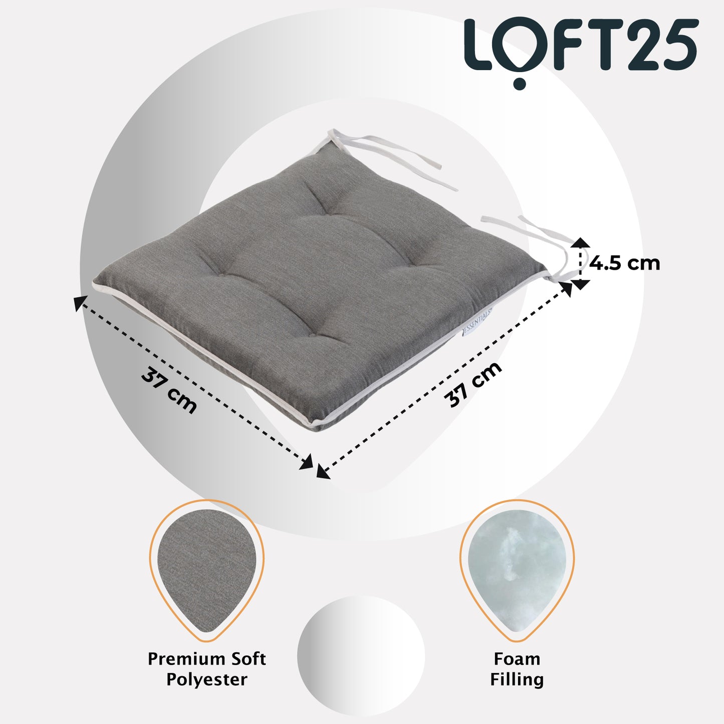 Loft 25 Slip-Free Tufted Foam Chair Seat Pad