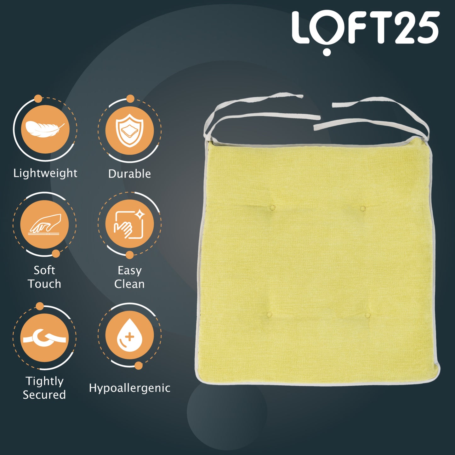 Loft 25 Slip-Free Tufted Foam Chair Seat Pad