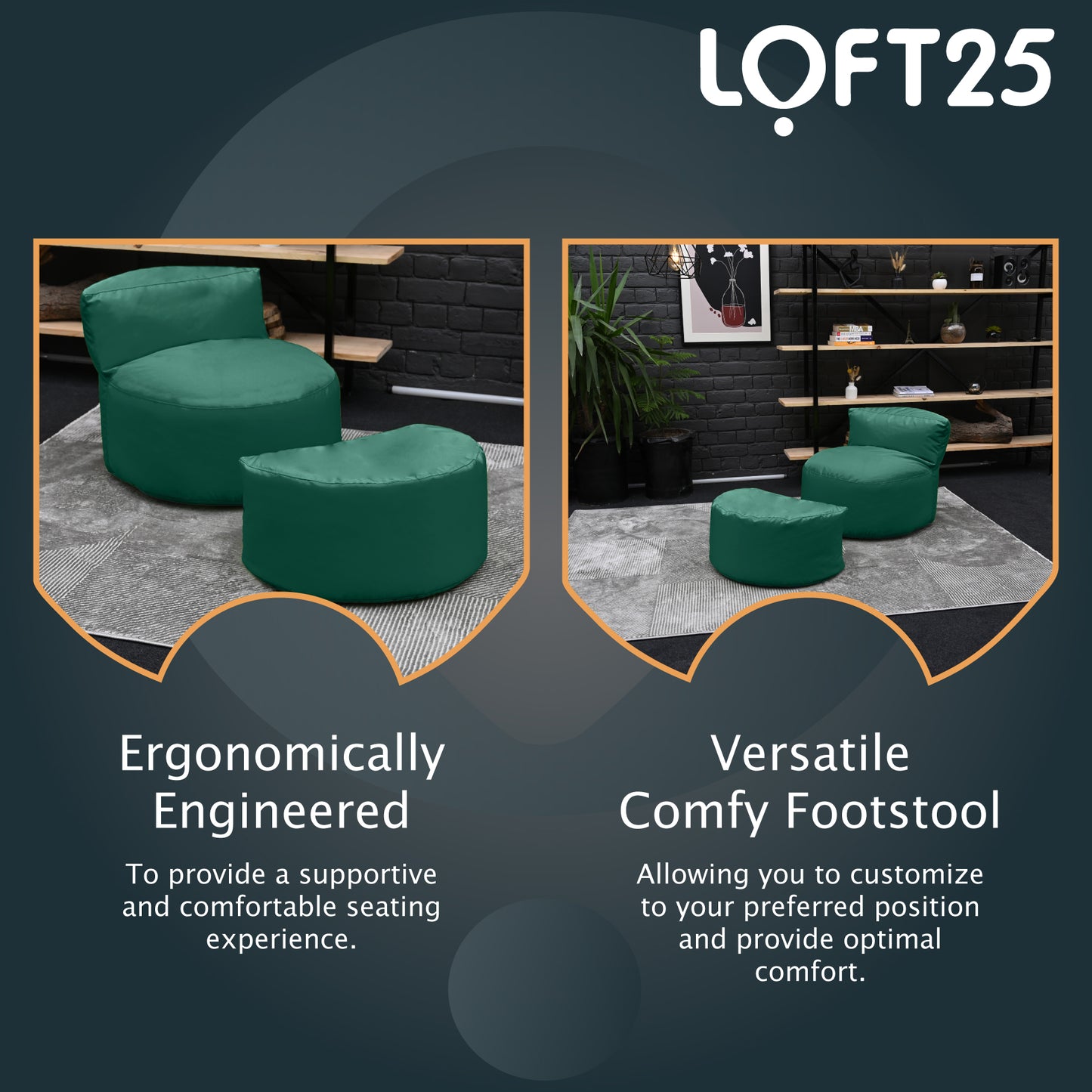 Loft 25 Kids Bean Bag Chair With Footstool
