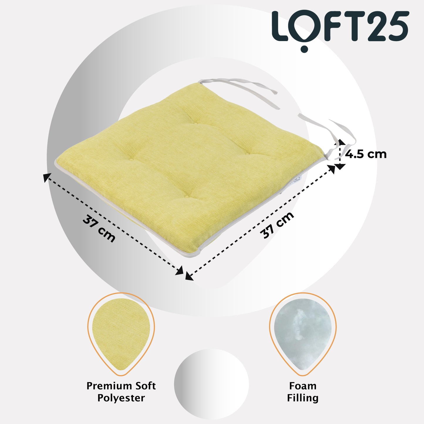 Loft 25 Slip-Free Tufted Foam Chair Seat Pad