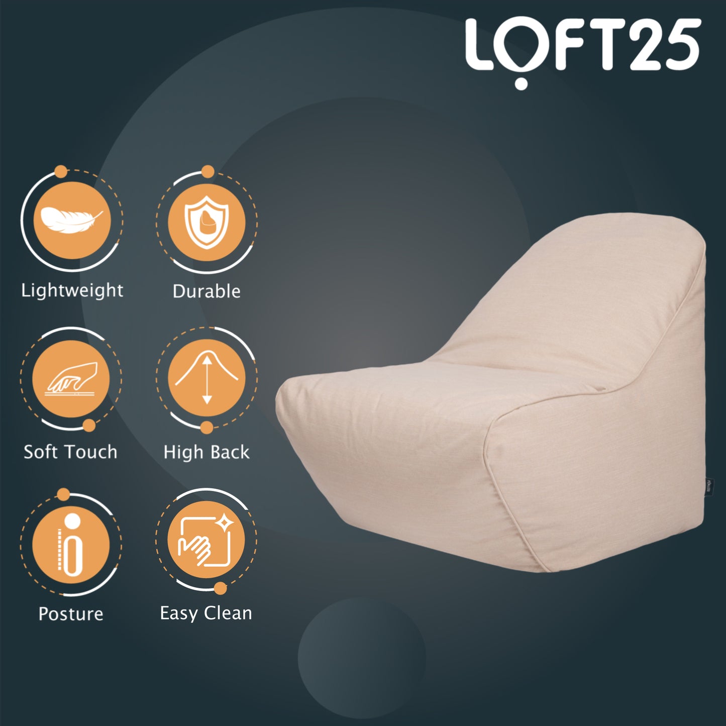 Loft 25 Relaxing Adult Bean Bag Chair 80x100x100