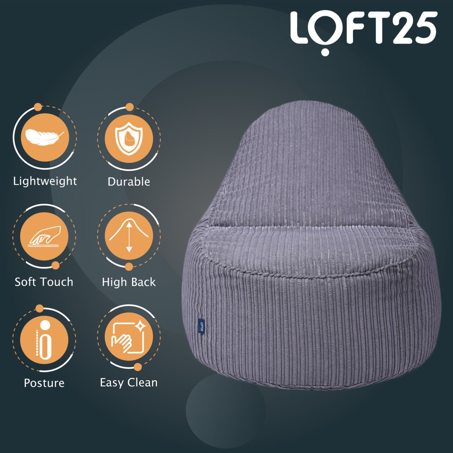 Loft 25 Relaxing Adult Bean Bag Chair 90x100x70