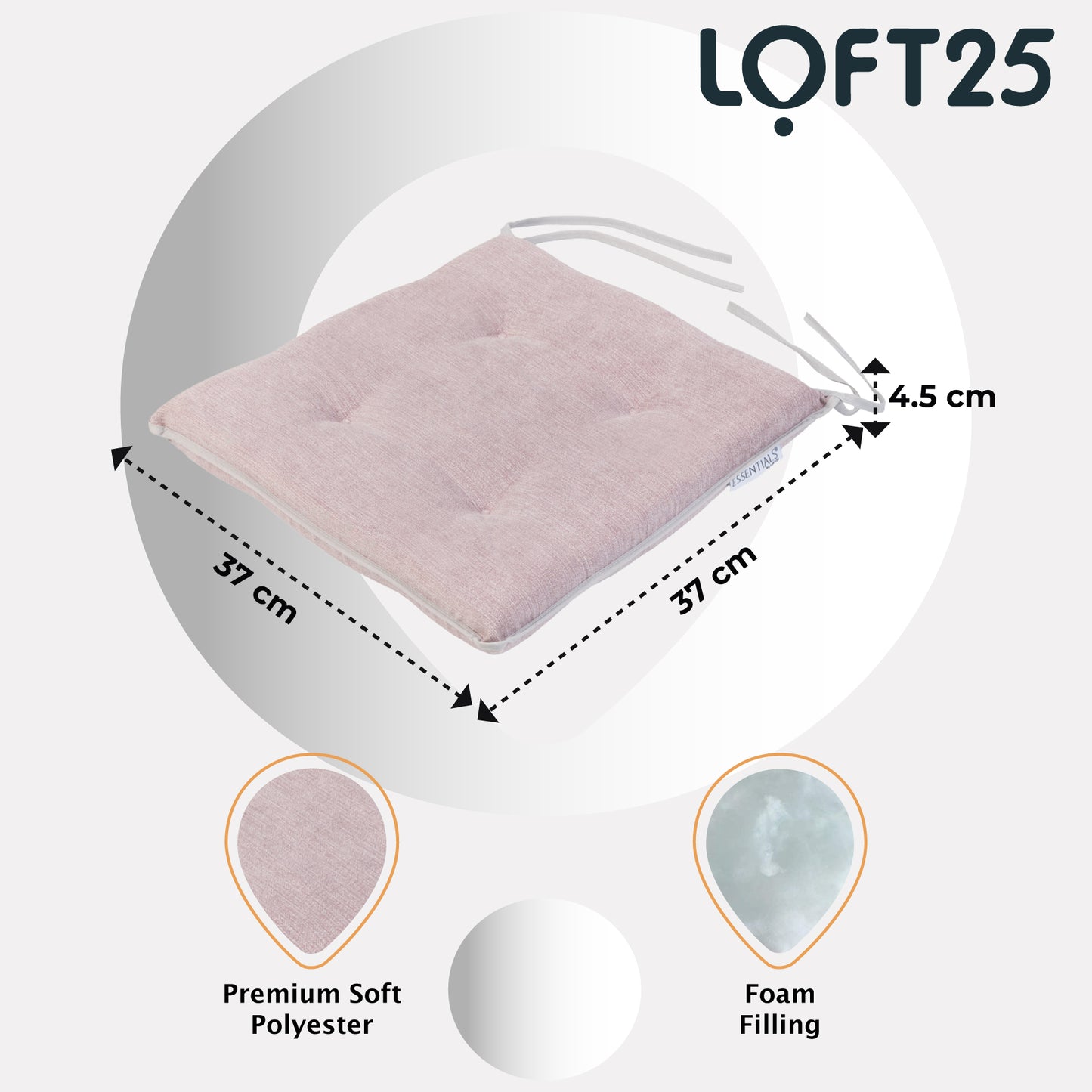 Loft 25 Slip-Free Tufted Foam Chair Seat Pad