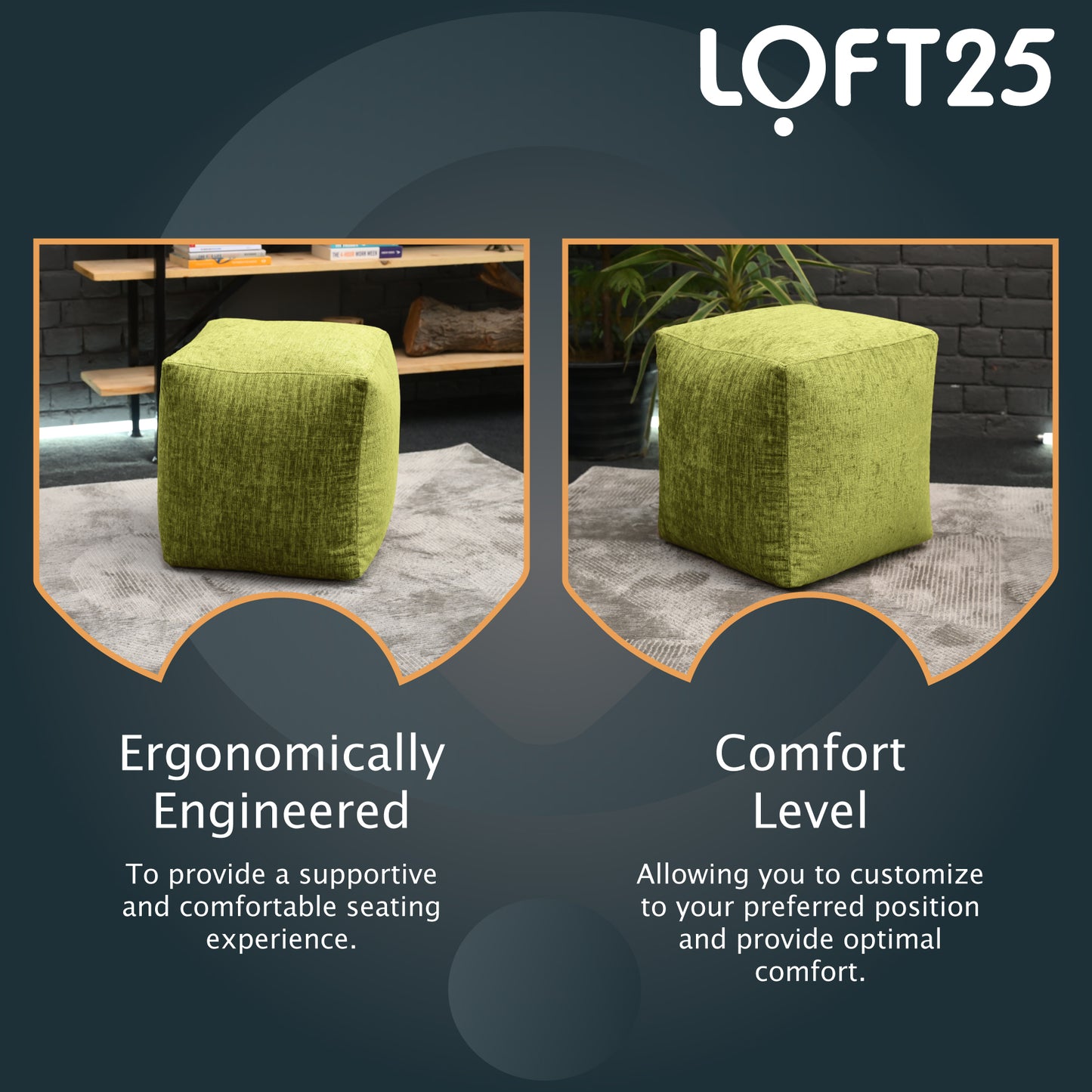 Loft 25 Cube Ergonomic Bean Bag Footstool