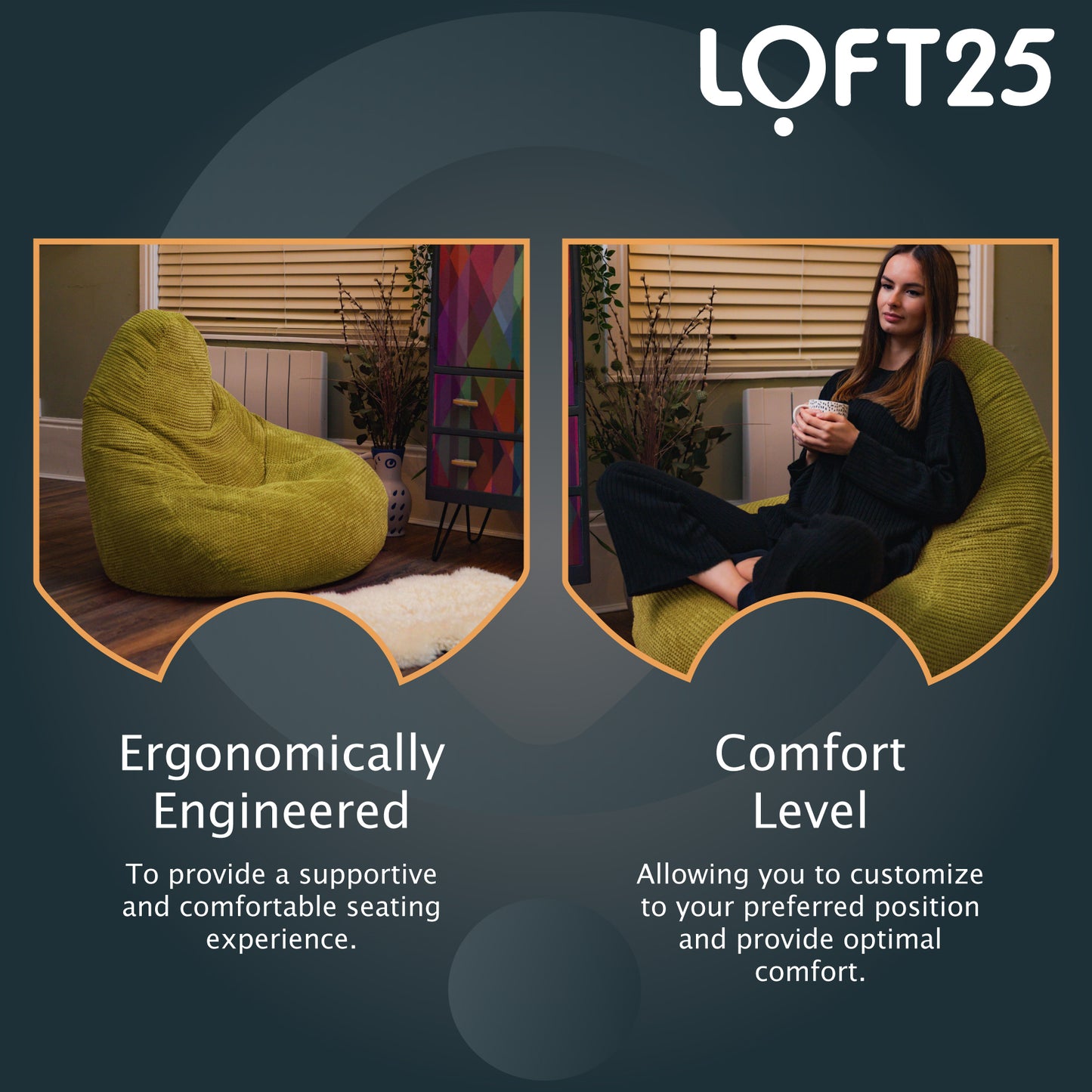 Loft 25 Adult Corduroy Highback Bean Bag Chair