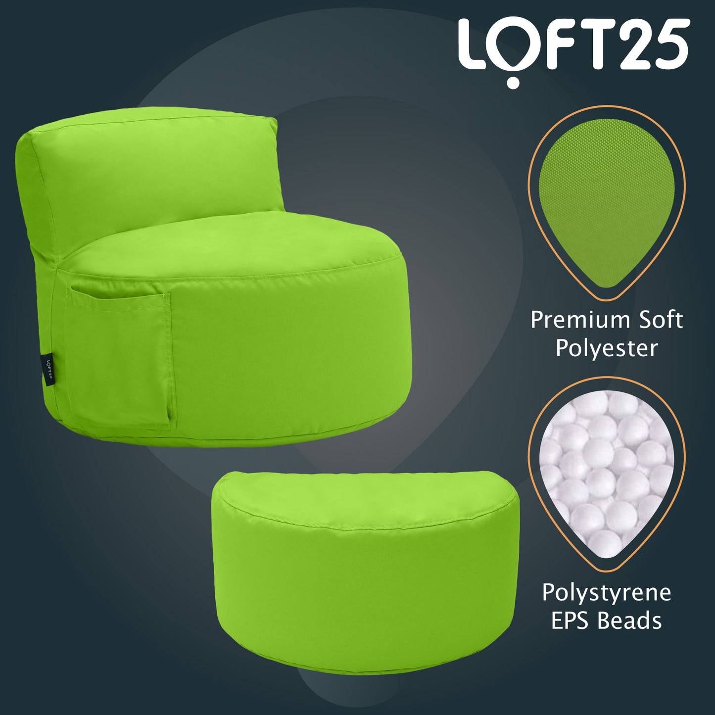 Loft 25 Kids Bean Bag Chair With Footstool