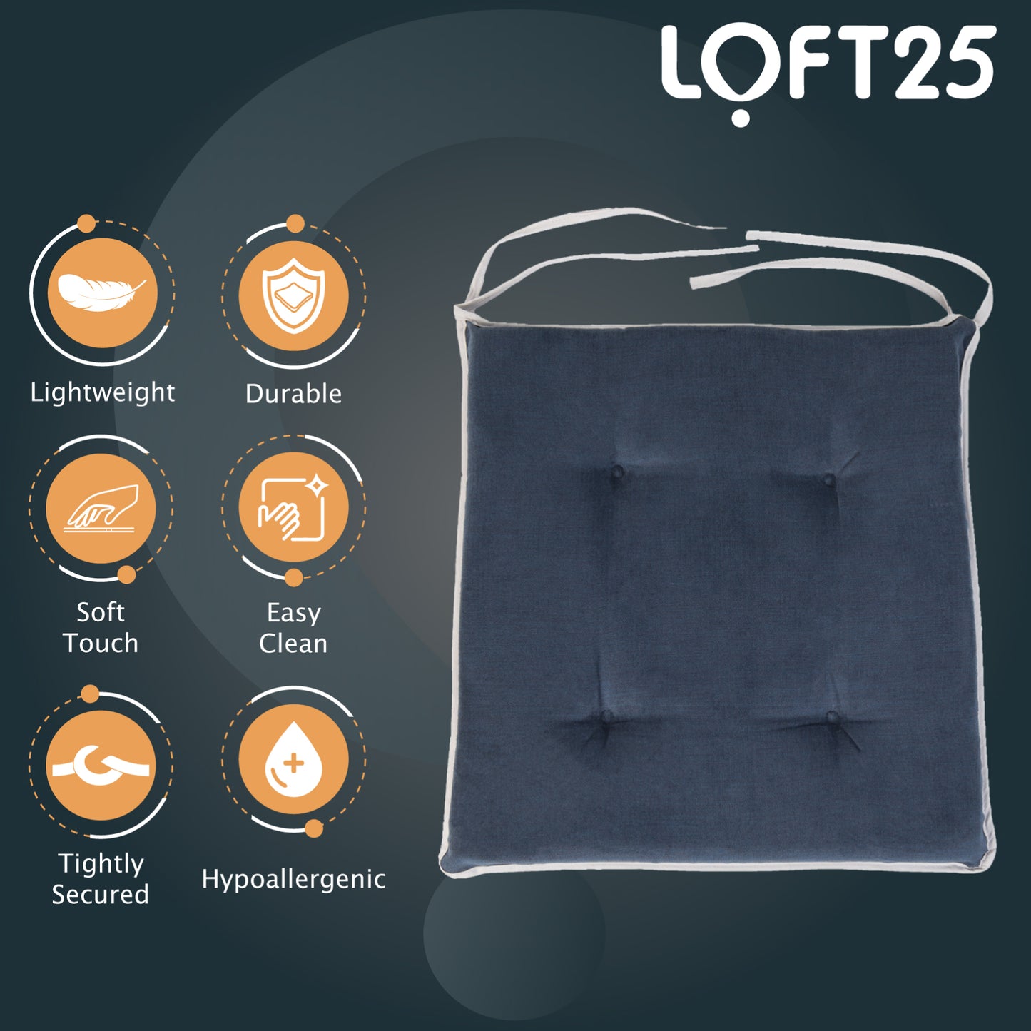 Loft 25 Slip-Free Tufted Foam Chair Seat Pad