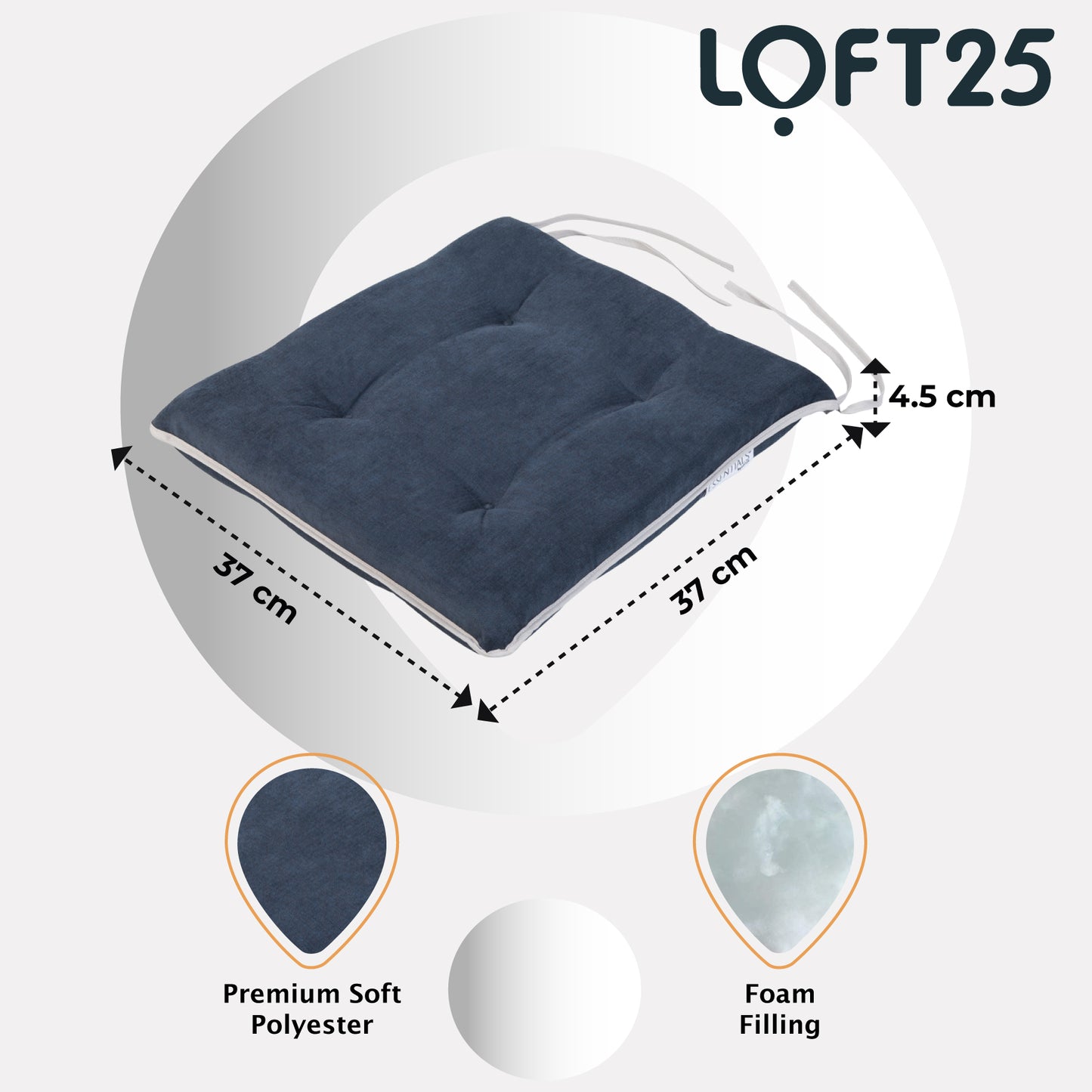 Loft 25 Slip-Free Tufted Foam Chair Seat Pad