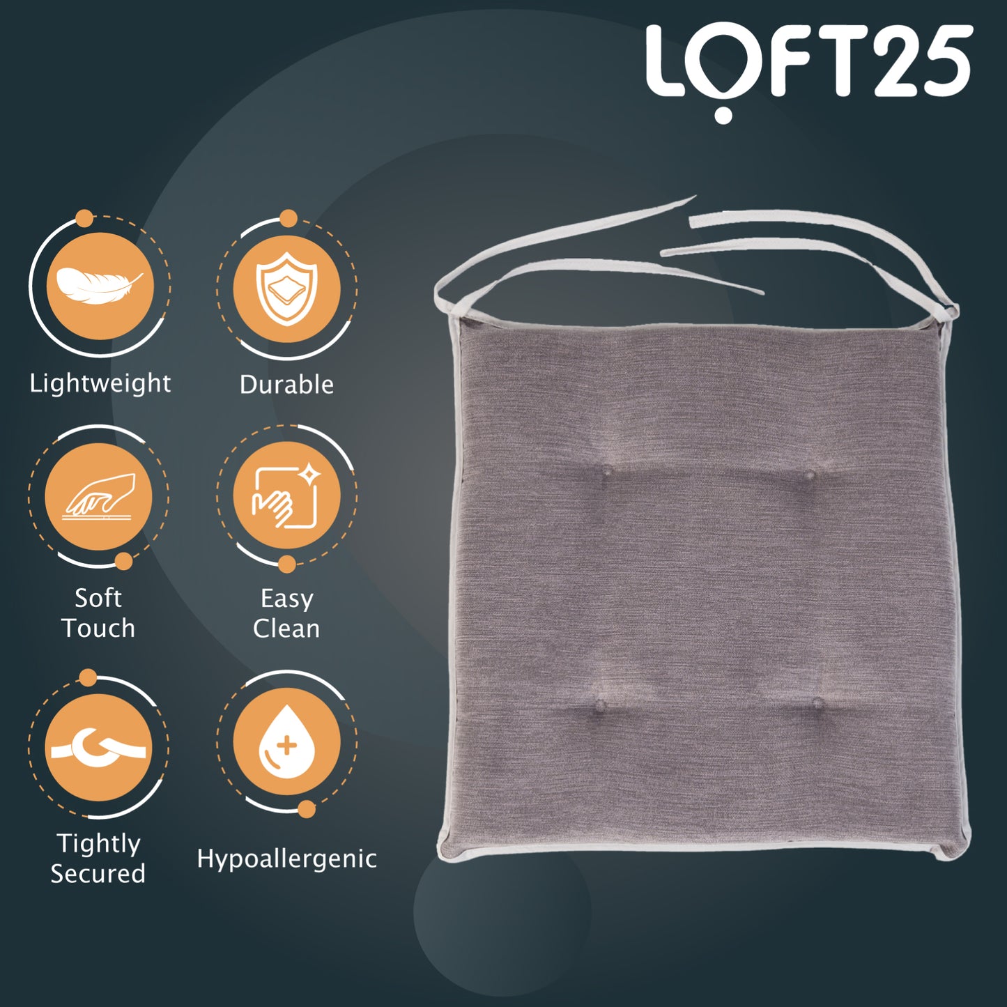 Loft 25 Slip-Free Tufted Foam Chair Seat Pad