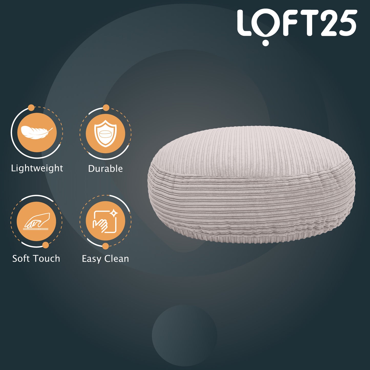 Loft 25 Round Bean Bag Footstool 97x24cm