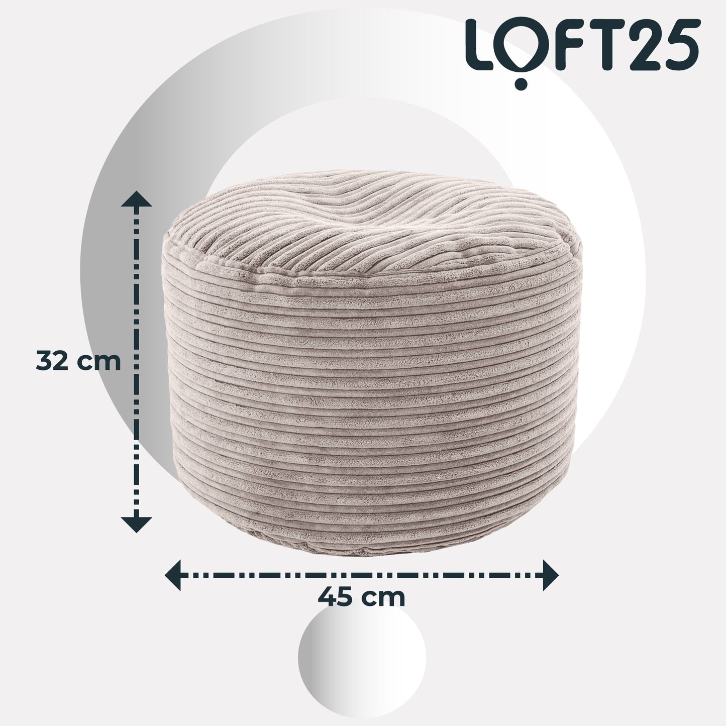 Loft 25 Bean Bag Jumbo Cord Round Footstool