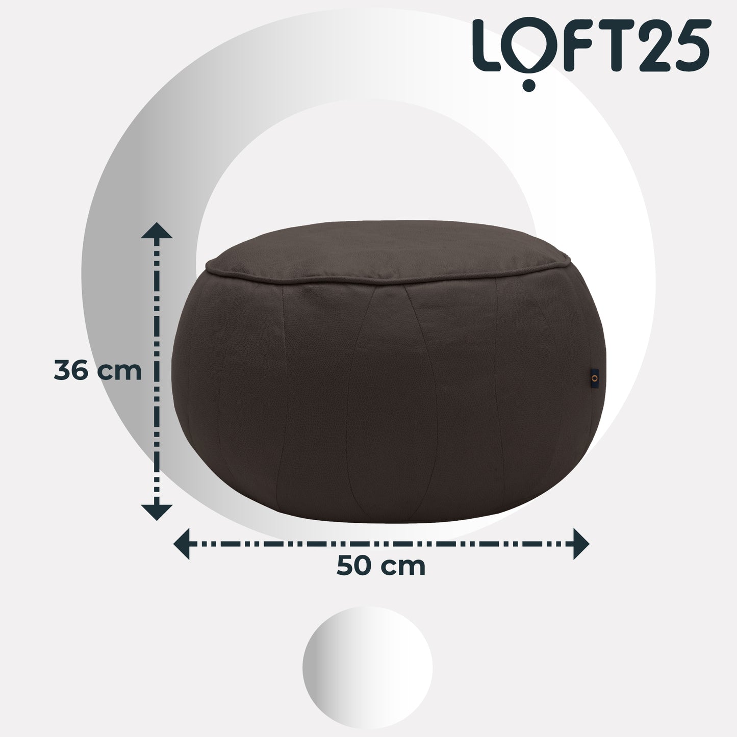 Loft 25 Round Moroccan Faux-Leather Bean Bag Footstool Pouffe