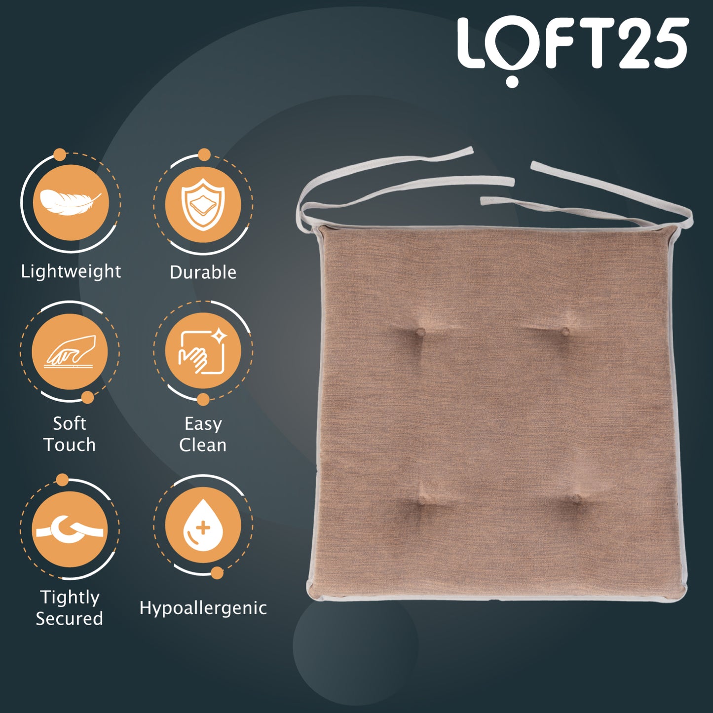 Loft 25 Slip-Free Tufted Foam Chair Seat Pad