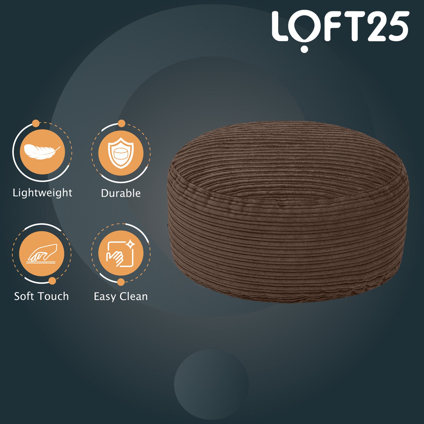 Loft 25 Round Bean Bag Footstool 59x29cm