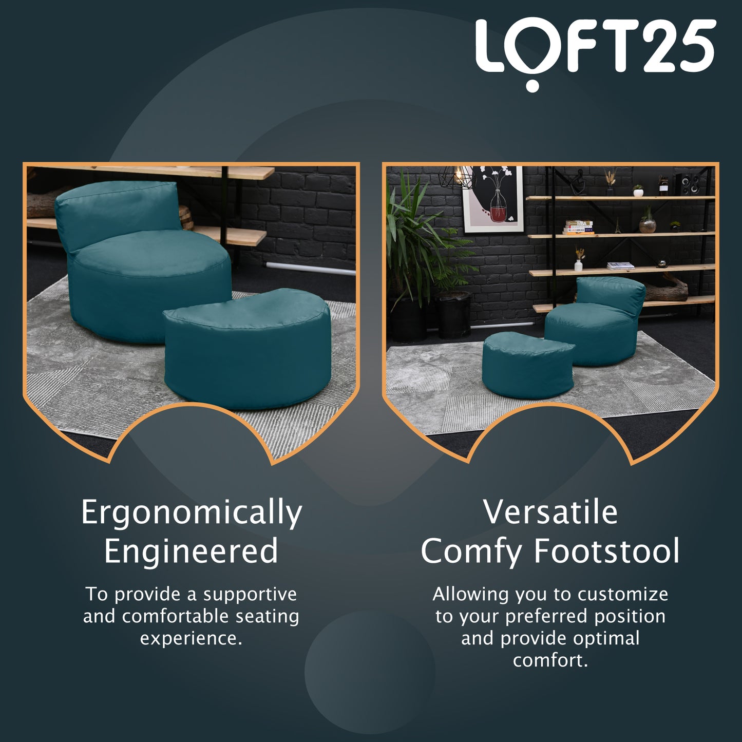 Loft 25 Kids Bean Bag Chair With Footstool