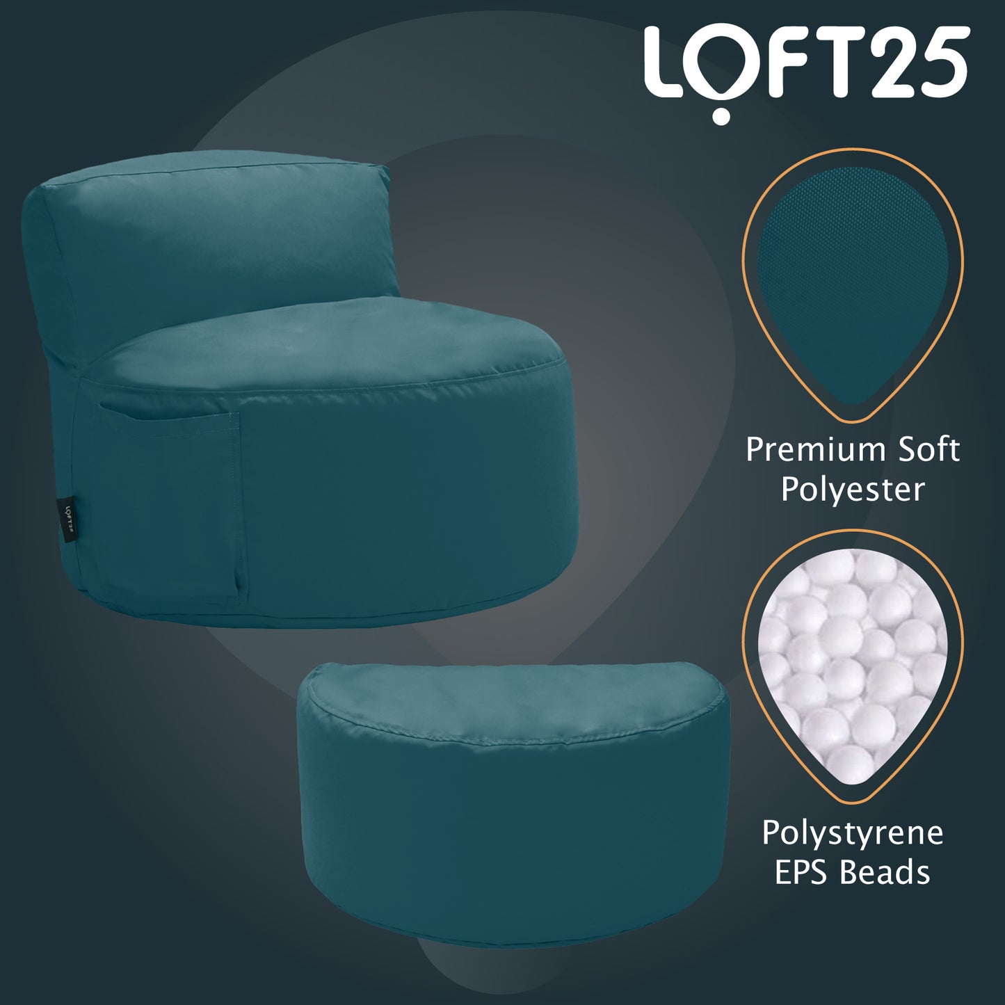 Loft 25 Kids Bean Bag Chair With Footstool
