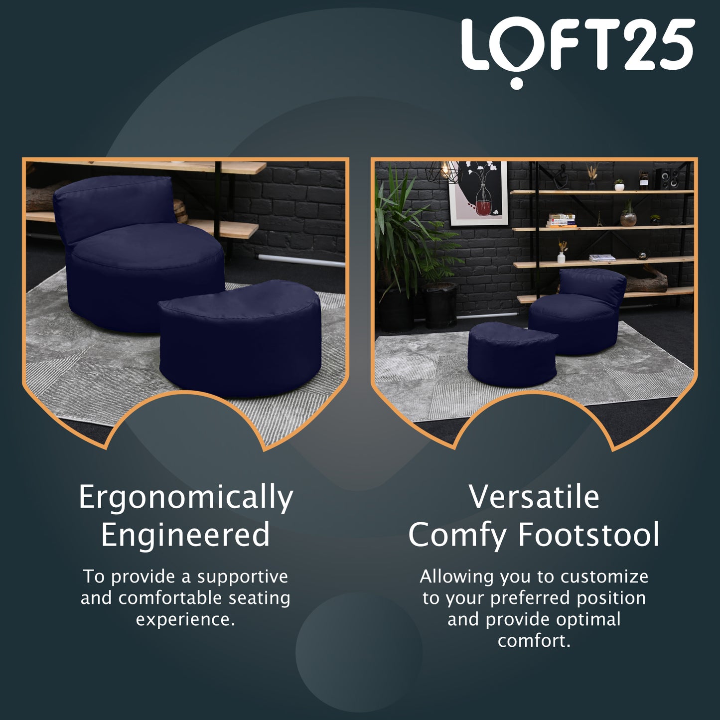 Loft 25 Kids Bean Bag Chair With Footstool