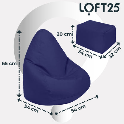 Loft 25 Kids Bean Bag Gamer Chair With Footstool