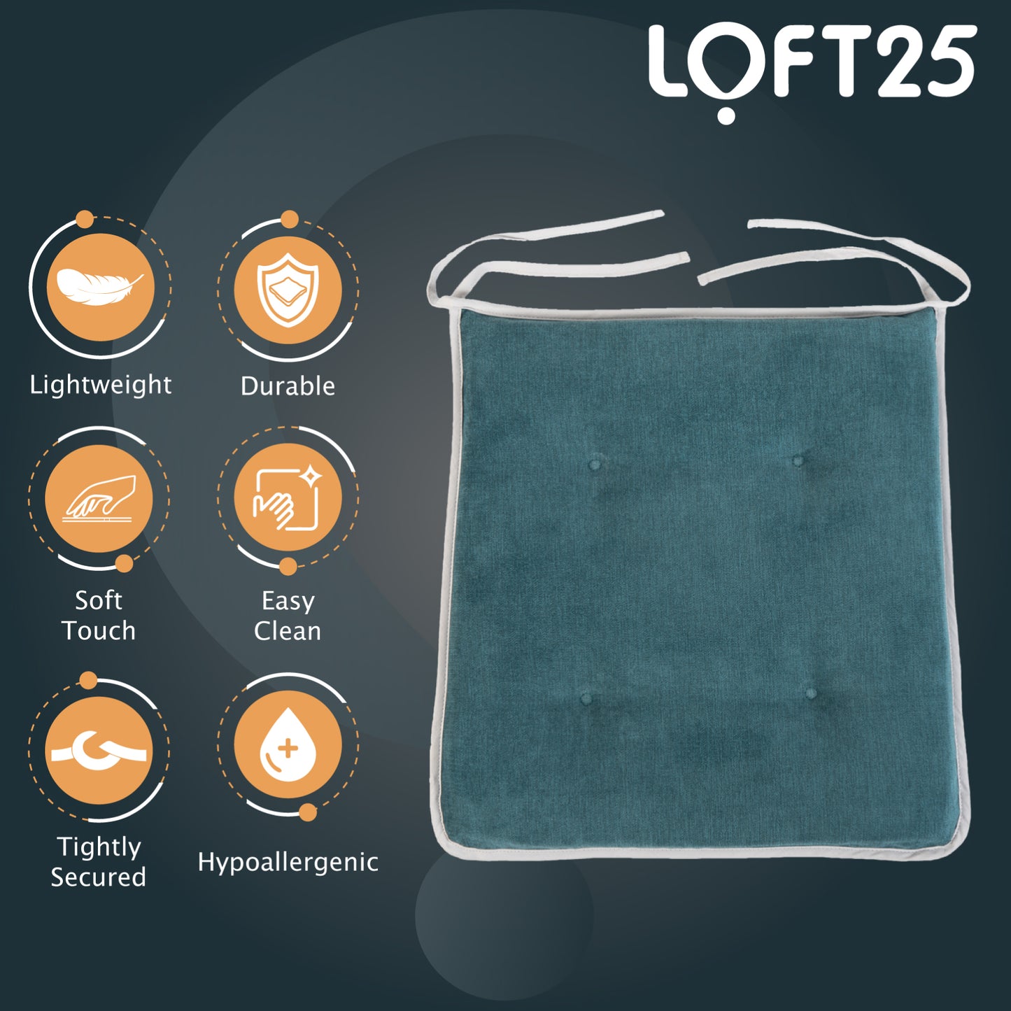 Loft 25 Slip-Free Tufted Foam Chair Seat Pad