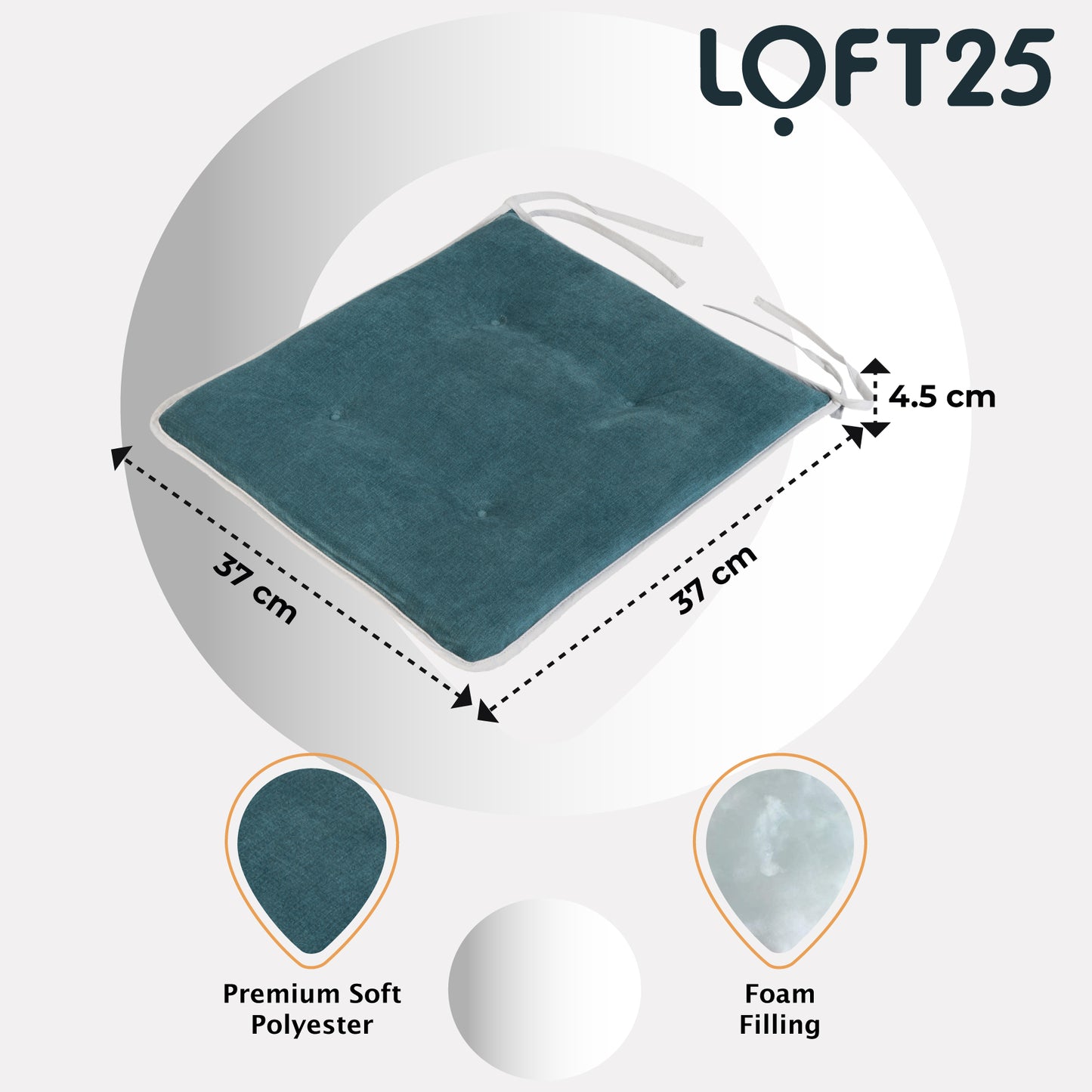 Loft 25 Slip-Free Tufted Foam Chair Seat Pad