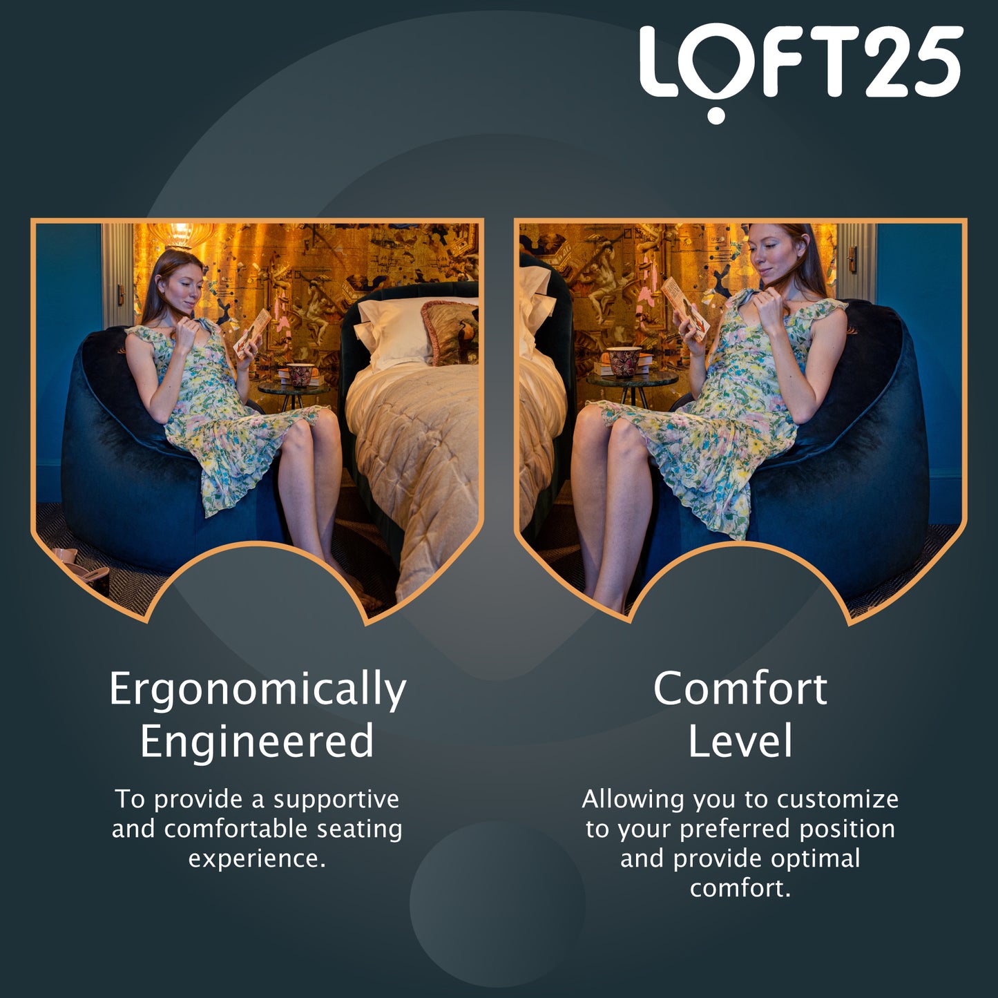 Loft 25 Relaxing Adult Bean Bag Chair 90x100x70