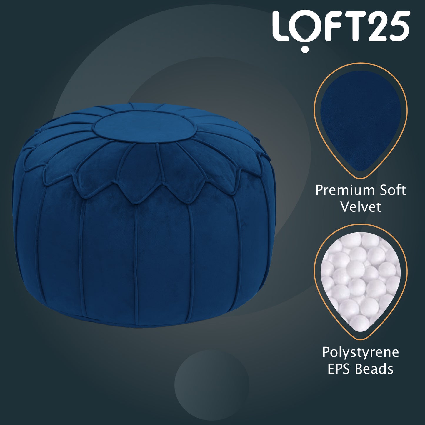 Loft 25 Moroccan Round Bean Bag Footstool