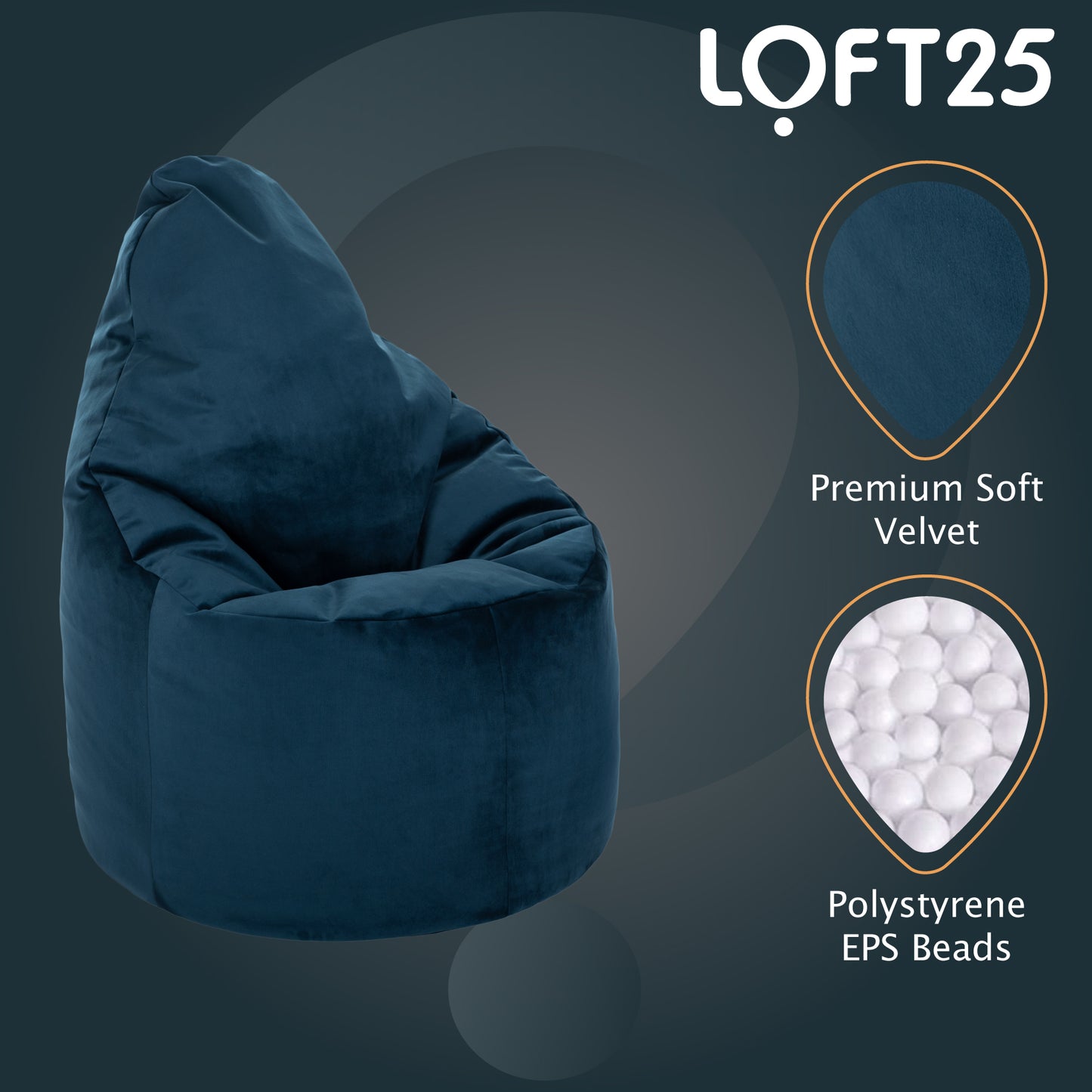 Loft 25 Capriccio Velvet Bean Bag Chair