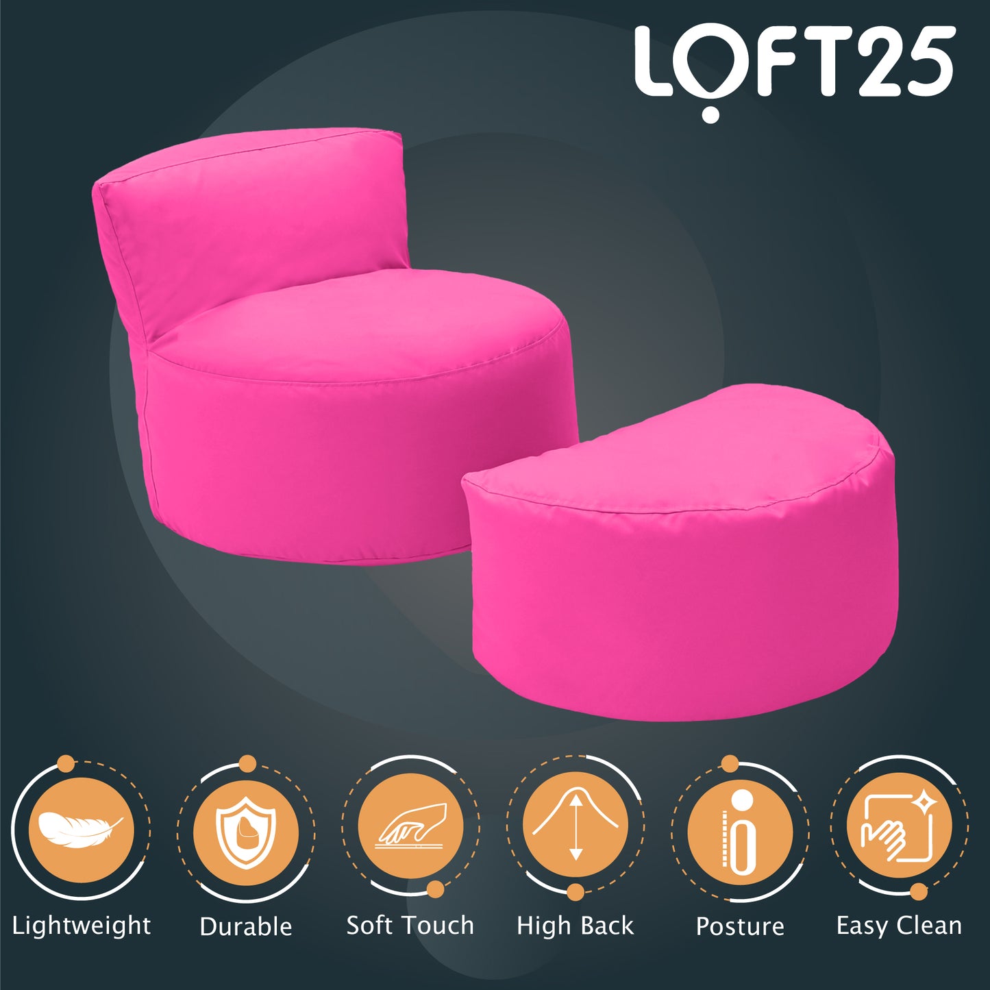 Loft 25 Kids Bean Bag Chair With Footstool