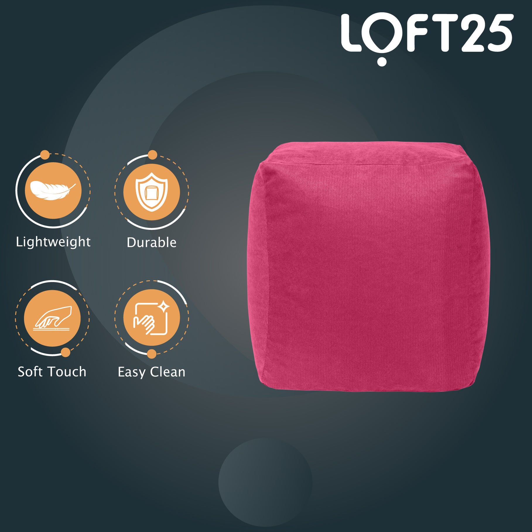 Loft 25 Bean Bag Cube Soft Luxury Footstool Chair