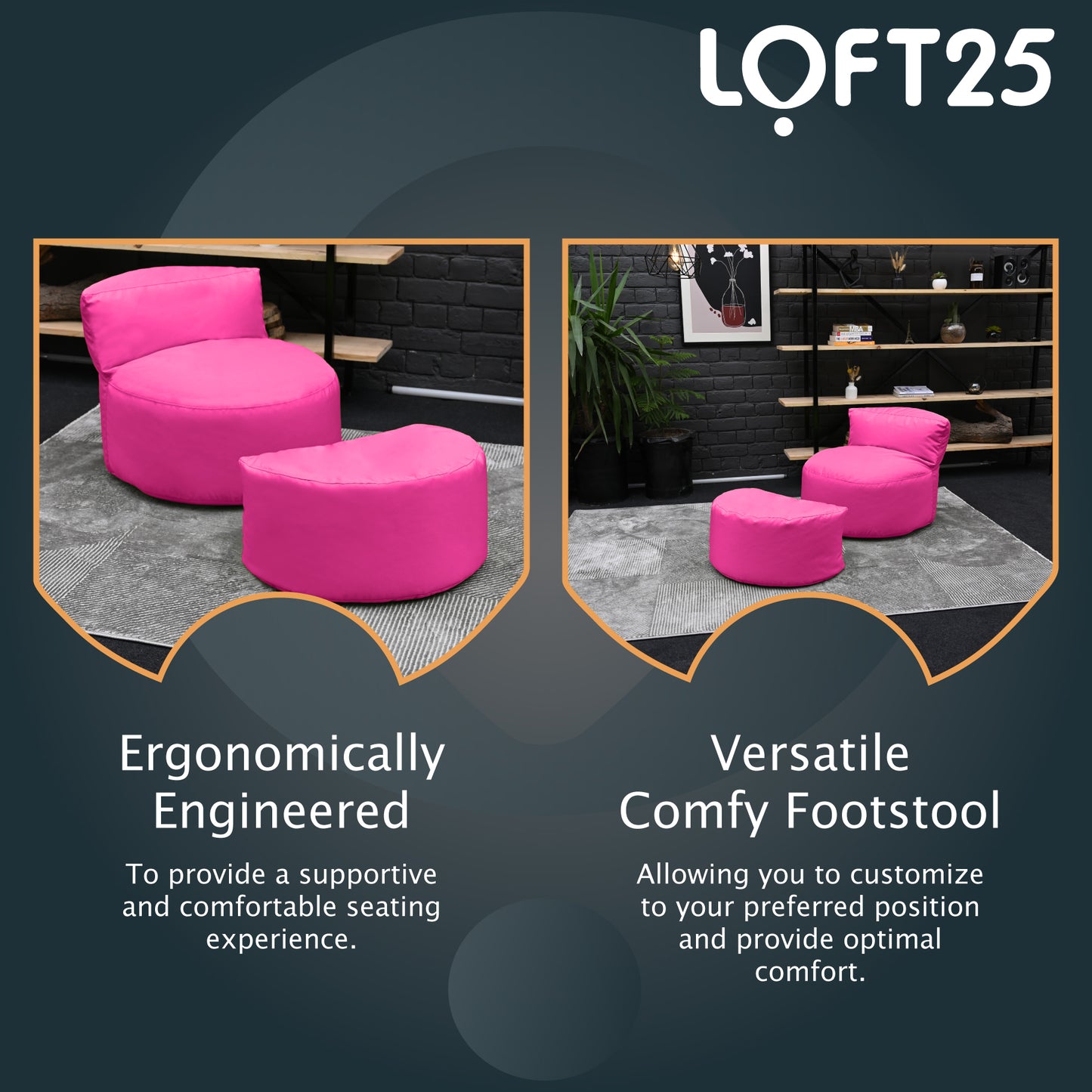 Loft 25 Kids Bean Bag Chair With Footstool