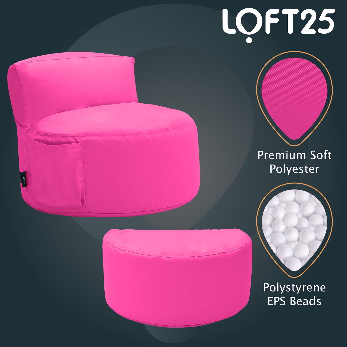 Loft 25 Kids Bean Bag Chair With Footstool