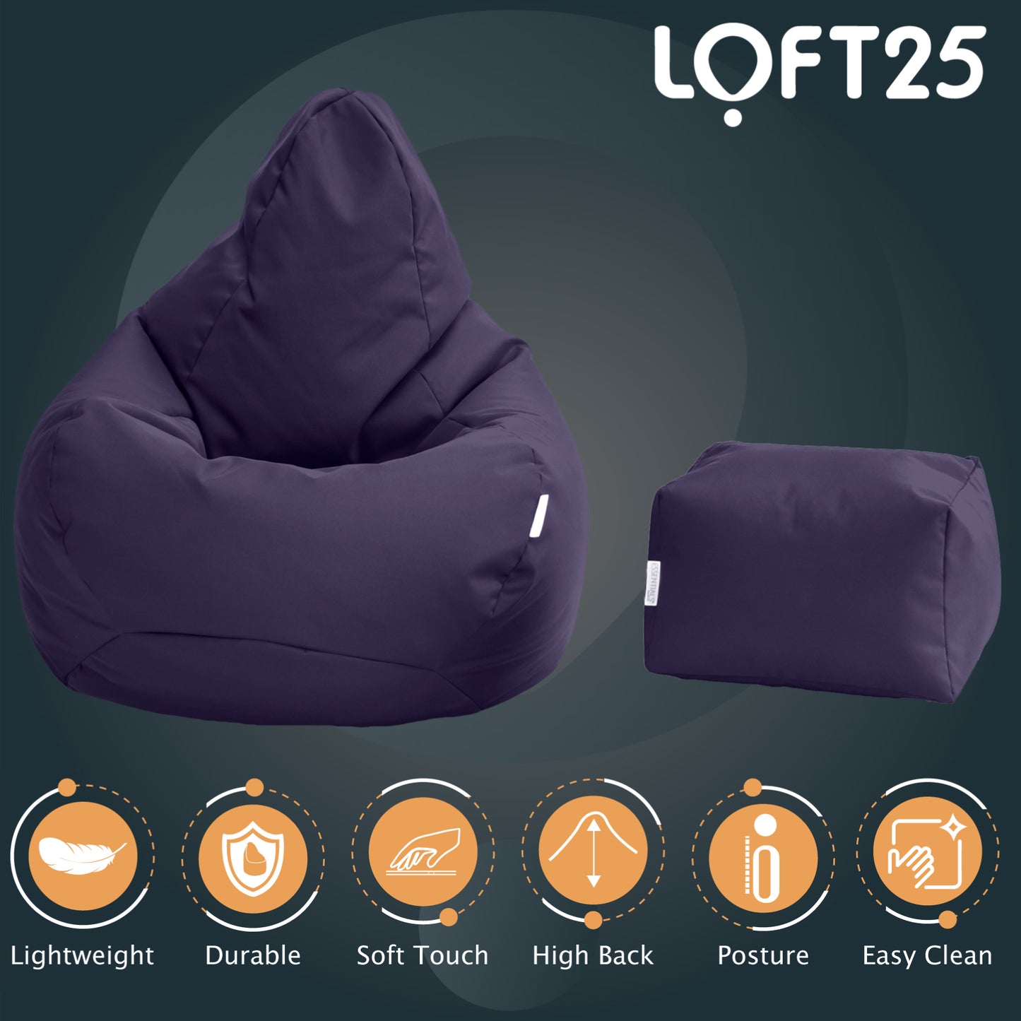 Loft 25 Bean Bag Gamer Chair With Footstool