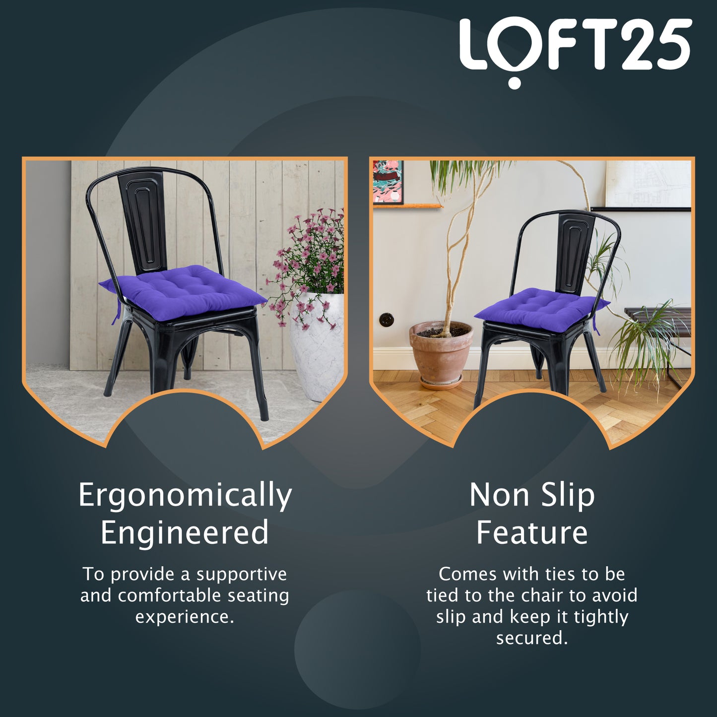 Loft 25 Garden Chair Tufted Seat Pads with Secure Ties