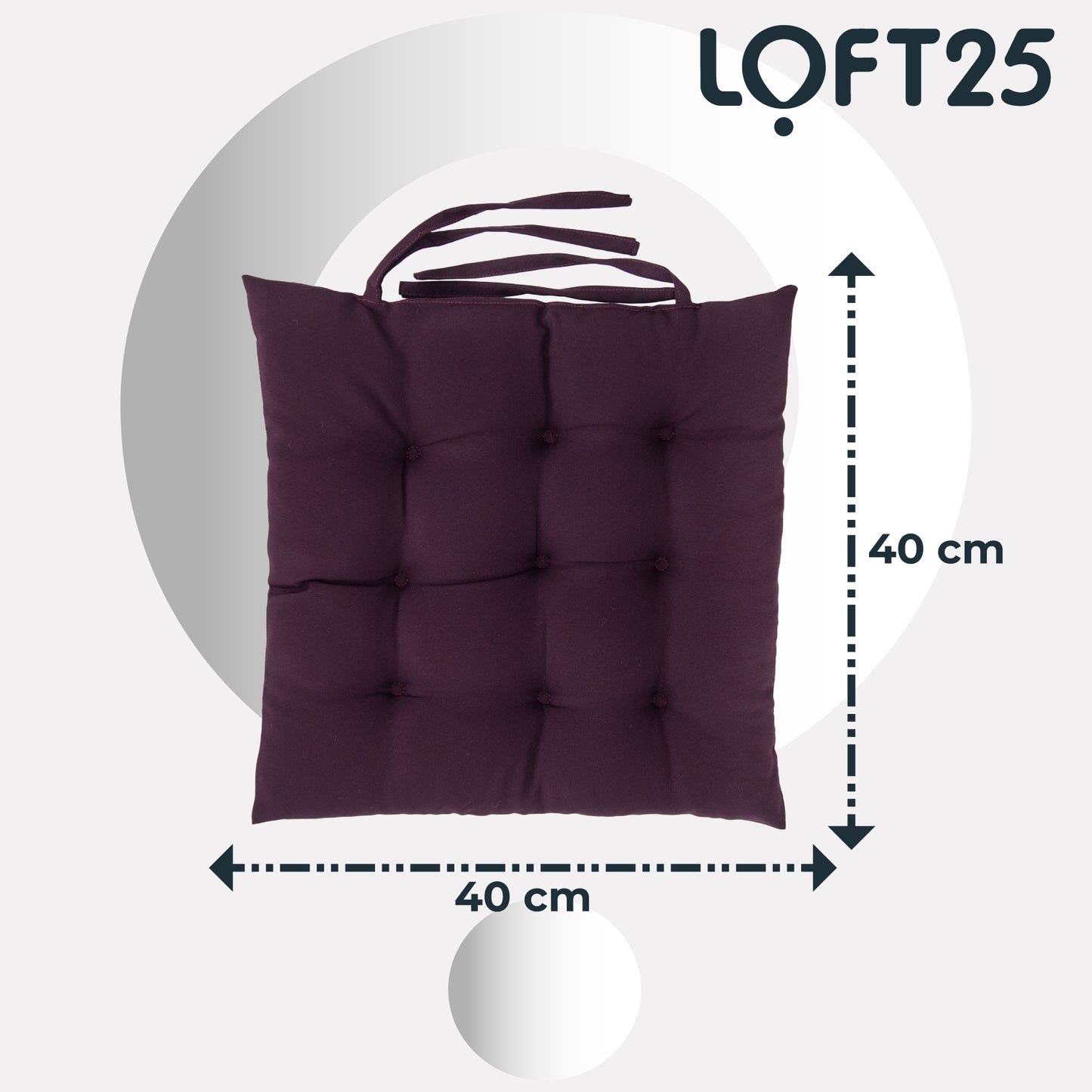 Loft 25 Garden Chair Tufted Seat Pads with Secure Ties