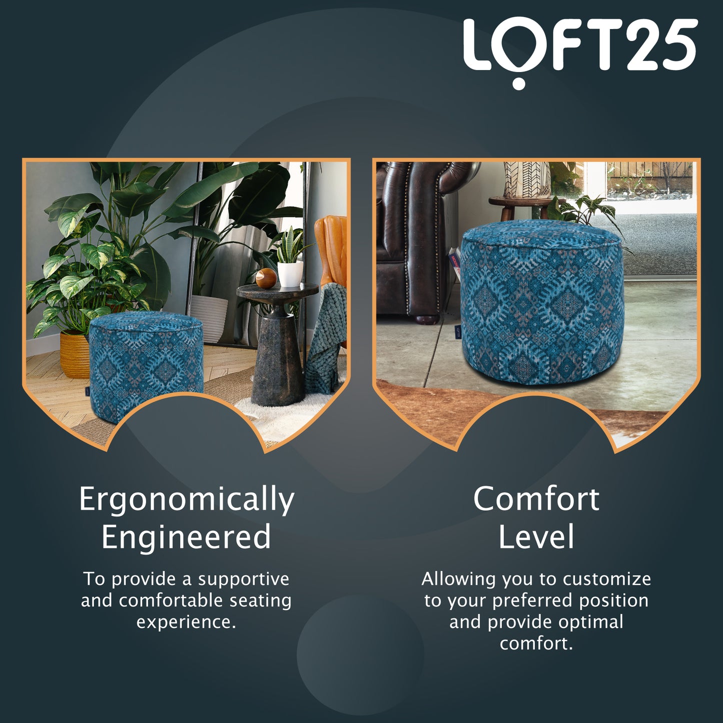 Loft 25 Printed Round Bean Bag Footstool