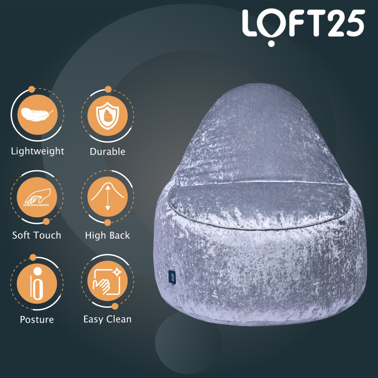 Loft 25 Relaxing Adult Bean Bag Chair 90x100x70