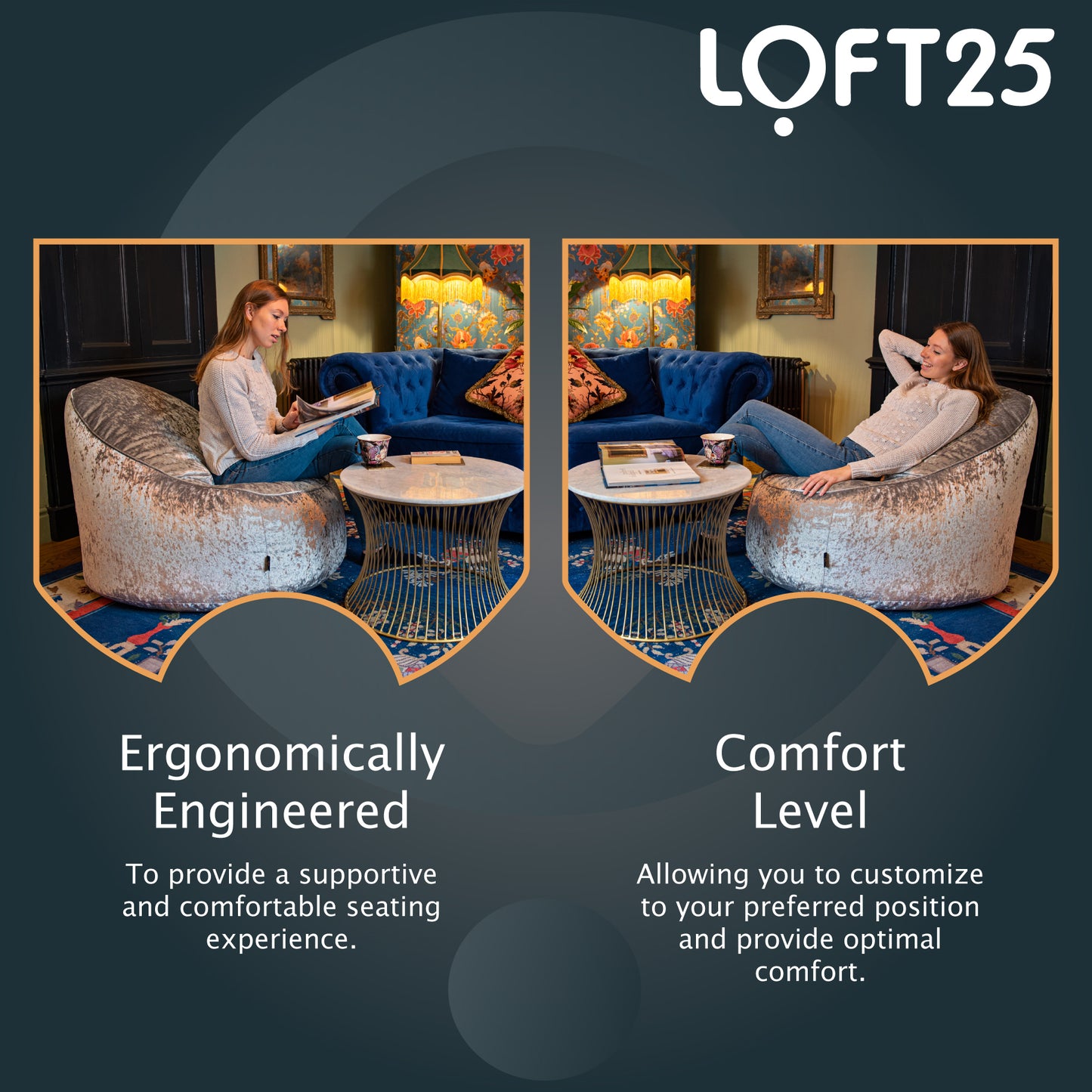 Loft 25 Relaxing Adult Bean Bag Chair 90x100x70