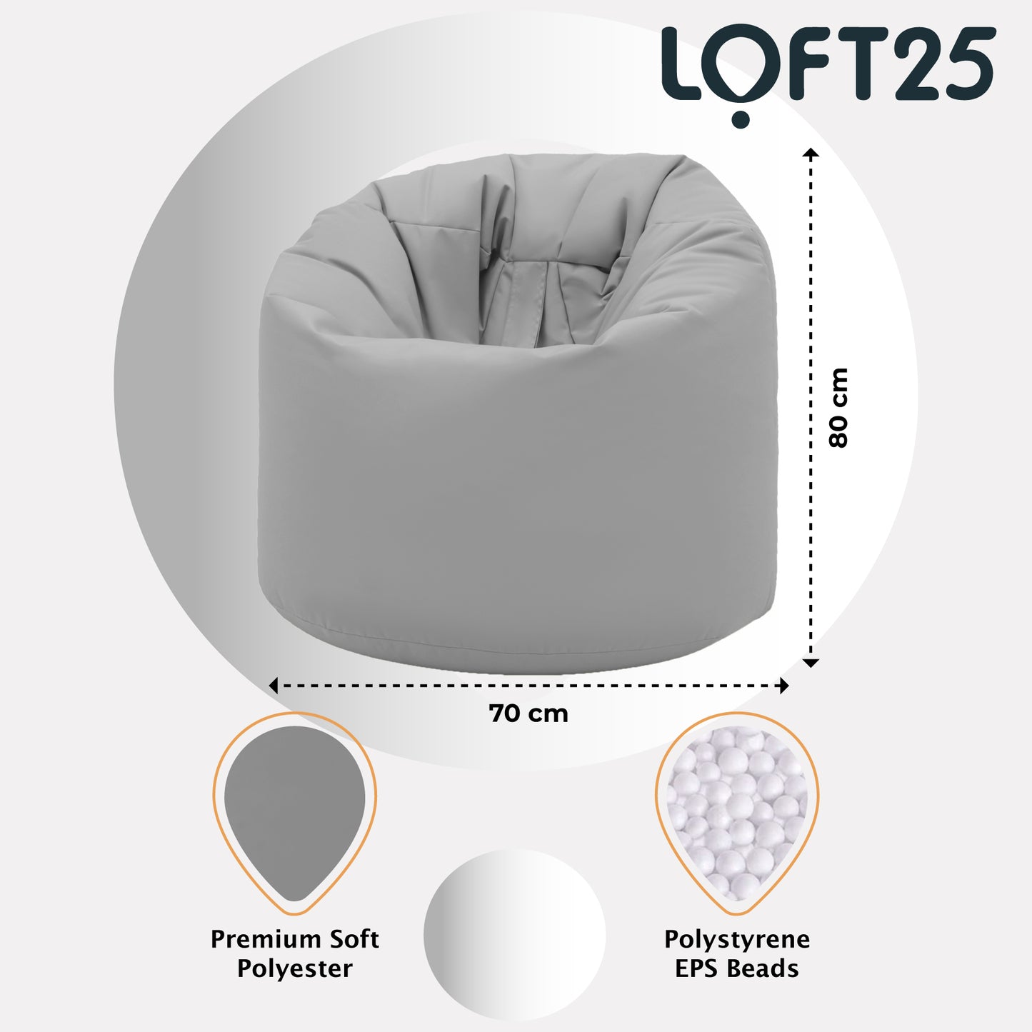 Loft 25 Ready Steady Bed Children's Teens Water Resistant Medium Bean Bag with Polystyrene Beads