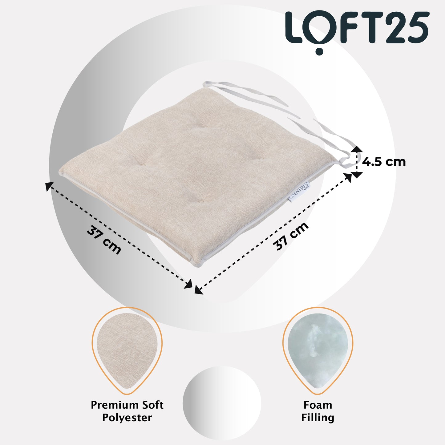 Loft 25 Slip-Free Tufted Foam Chair Seat Pad