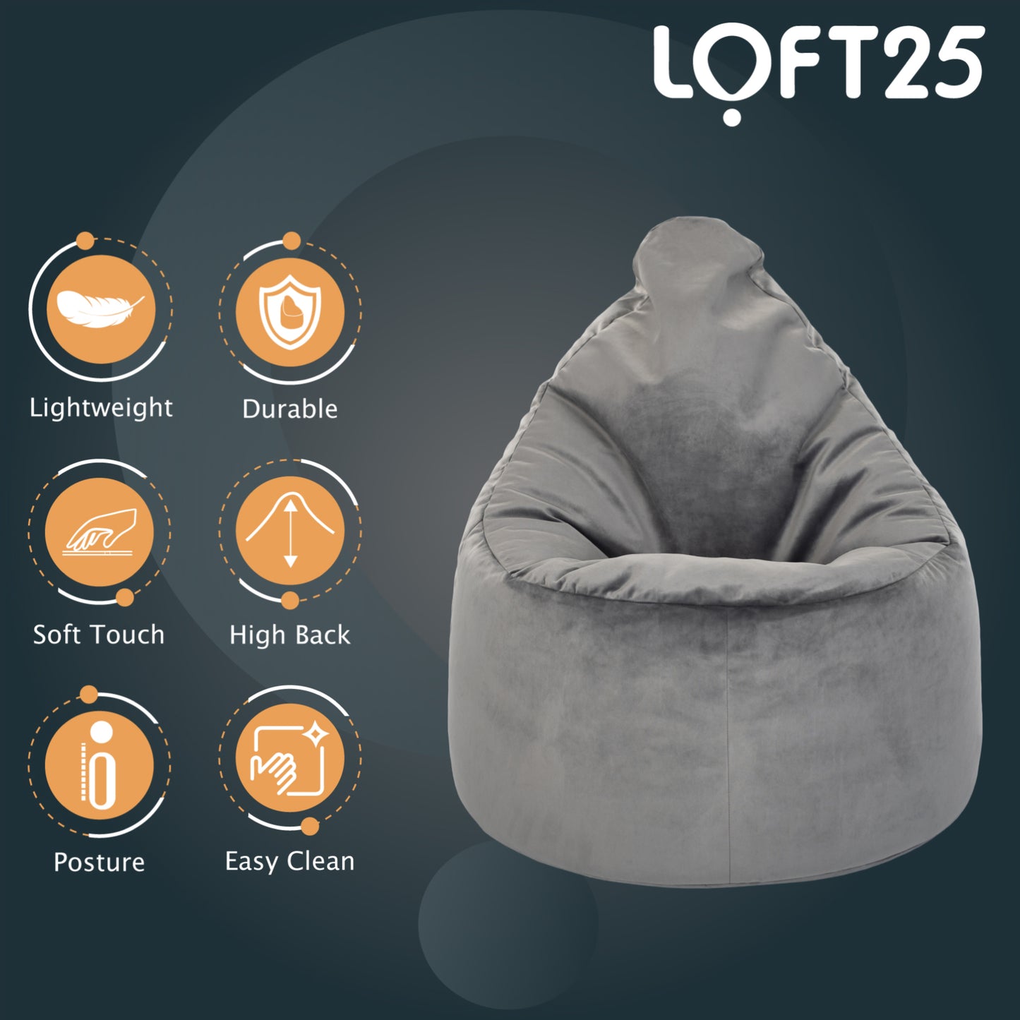 Loft 25 Capriccio Velvet Bean Bag Chair