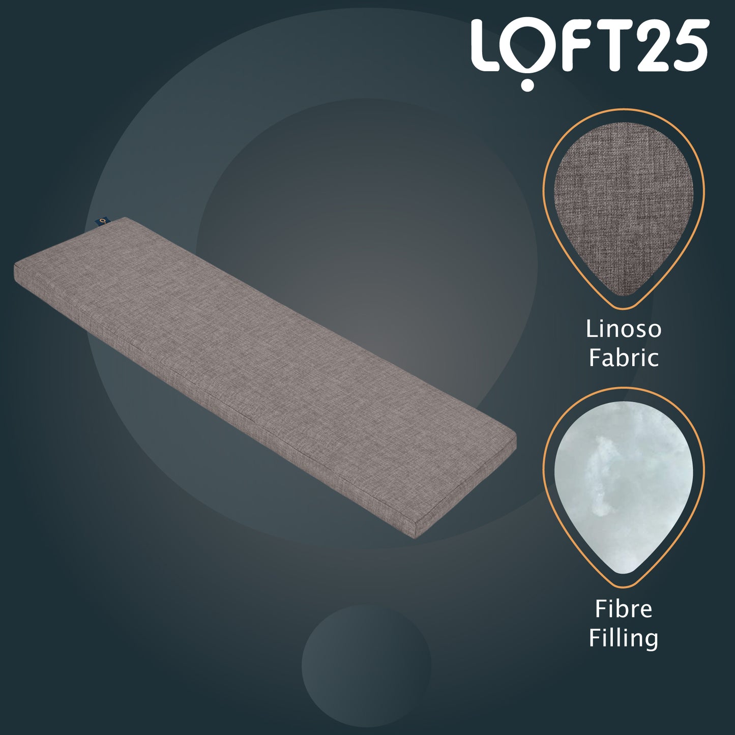 Loft 25 Premium Linen Fabric Bench Pads 146x39x5cm