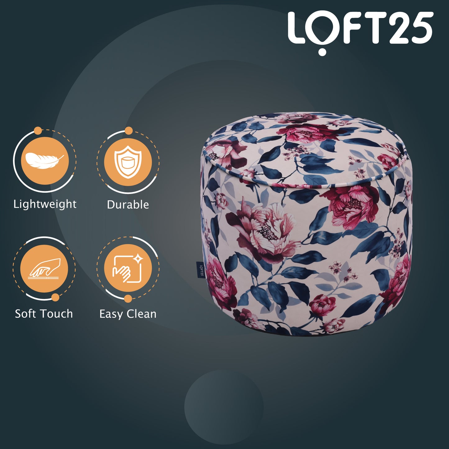 Loft 25 Printed Round Bean Bag Footstool