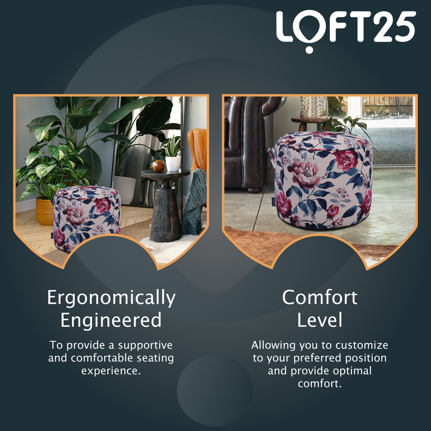 Loft 25 Printed Round Bean Bag Footstool