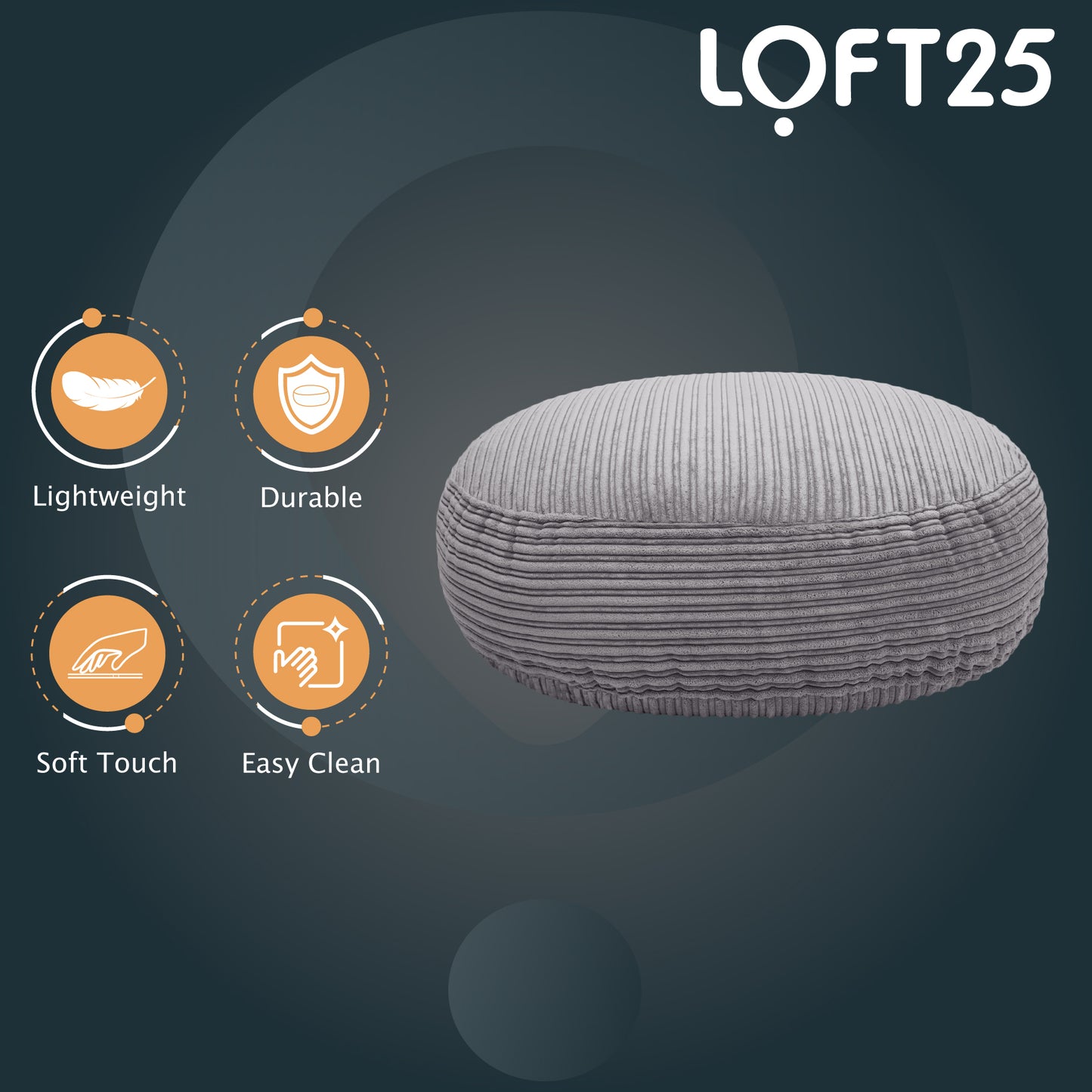 Loft 25 Round Bean Bag Footstool 97x24cm