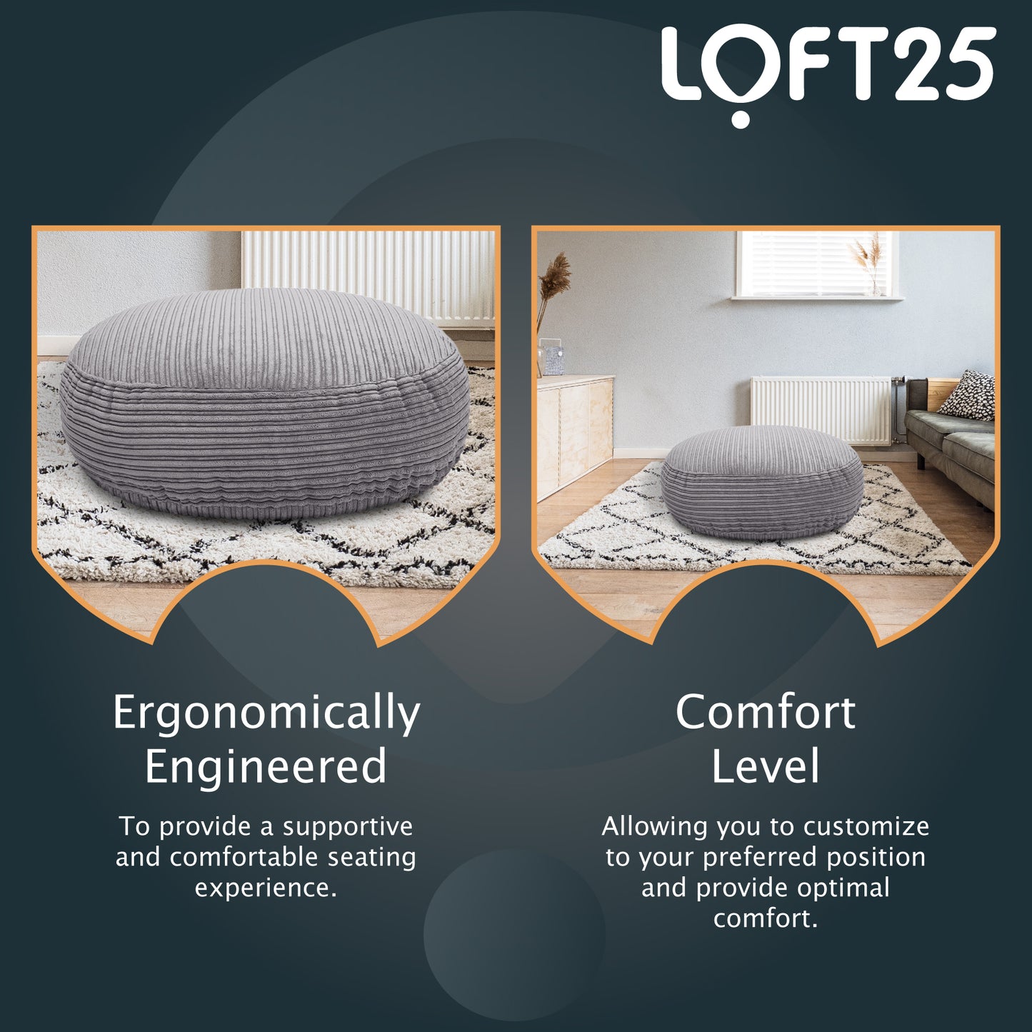 Loft 25 Round Bean Bag Footstool 97x24cm