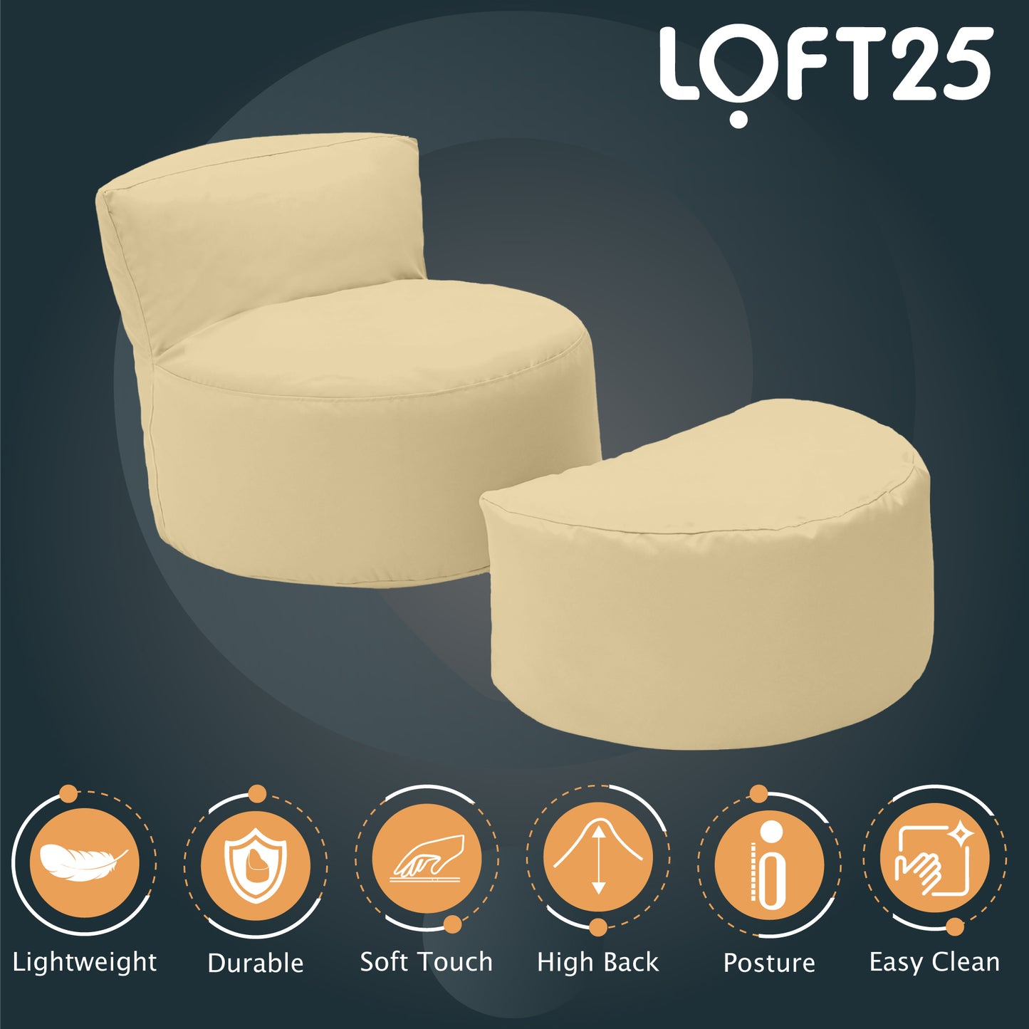 Loft 25 Kids Bean Bag Chair With Footstool