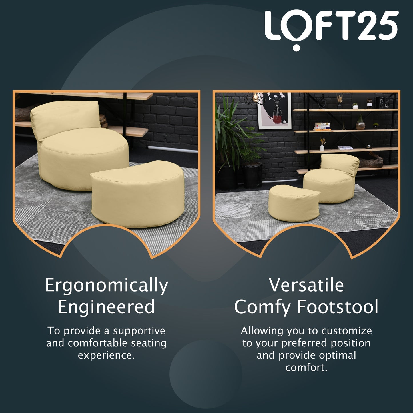 Loft 25 Kids Bean Bag Chair With Footstool
