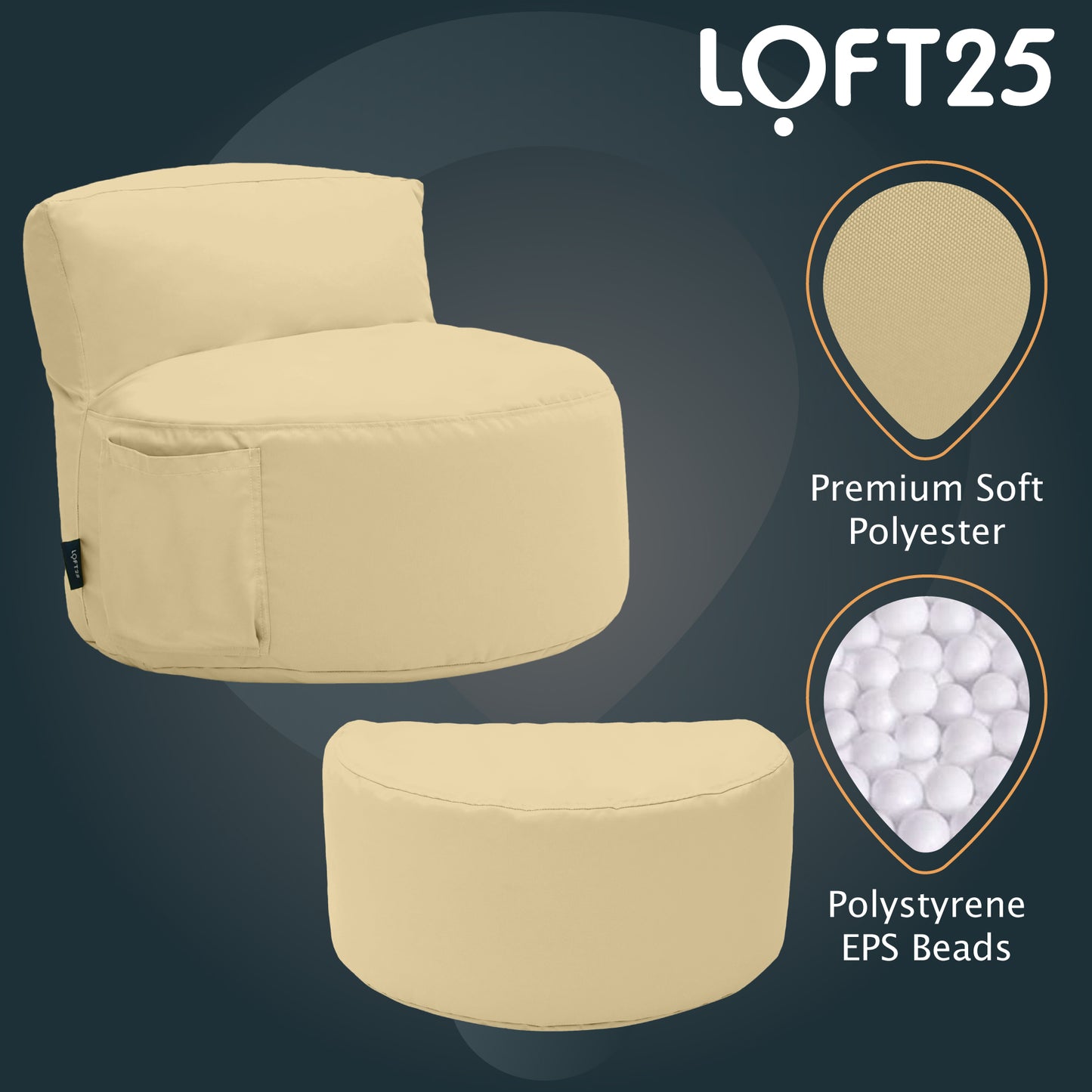 Loft 25 Kids Bean Bag Chair With Footstool
