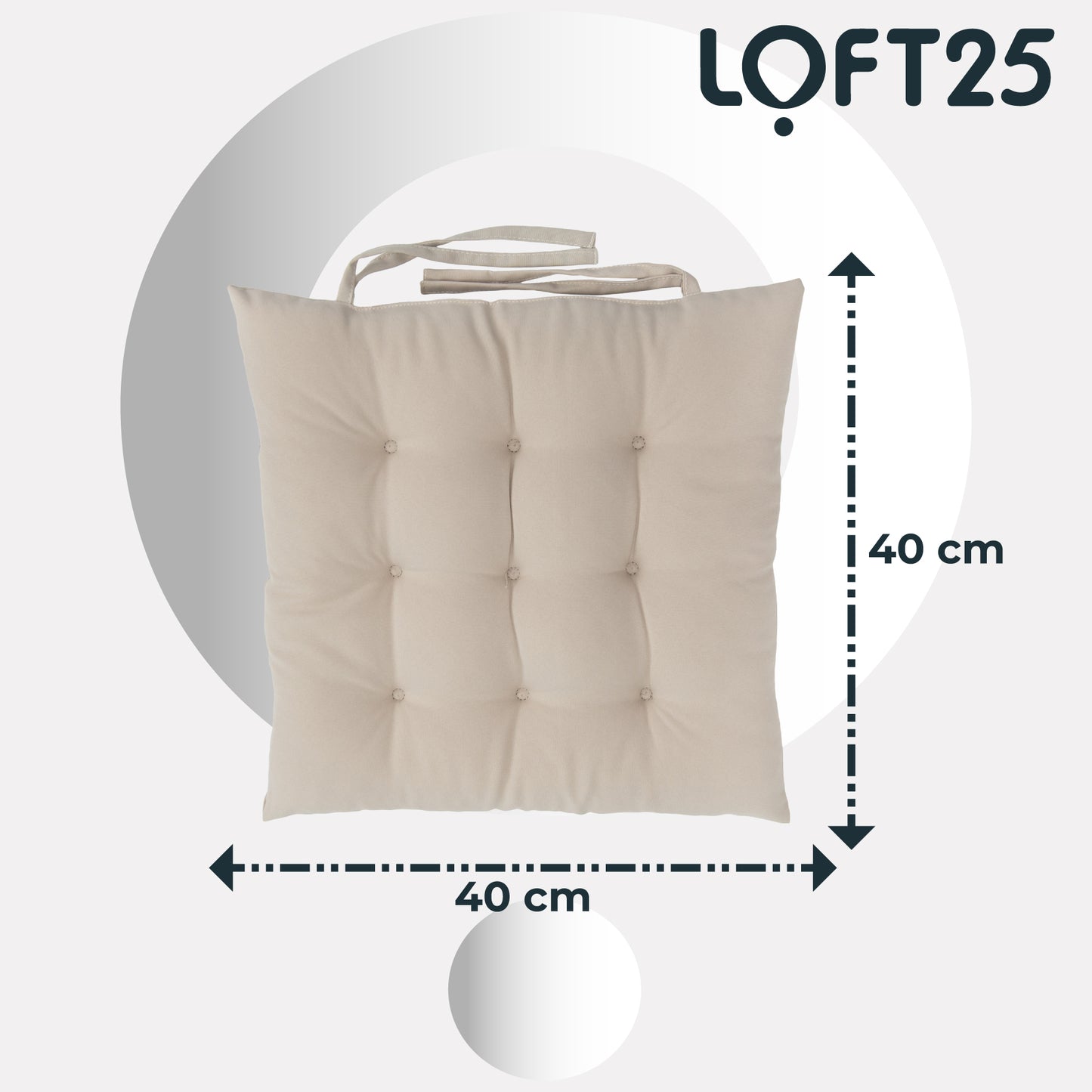 Loft 25 Garden Chair Tufted Seat Pads with Secure Ties